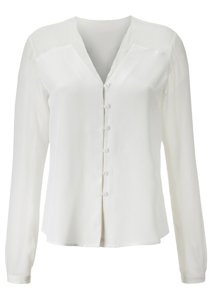Silk blouse with transparent sections
