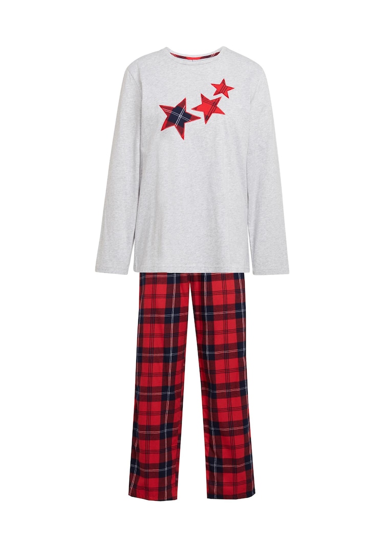 Flanell-Pyjama im klassischen Karodessin
