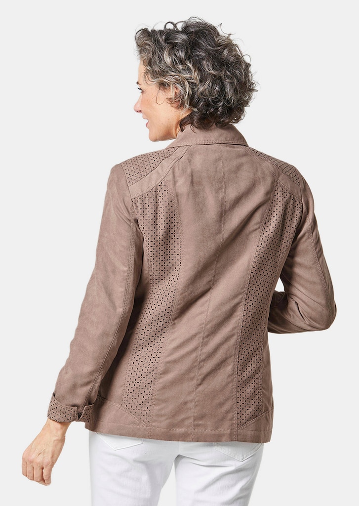 Velourslederimitat-Blazer mit Perforierung
