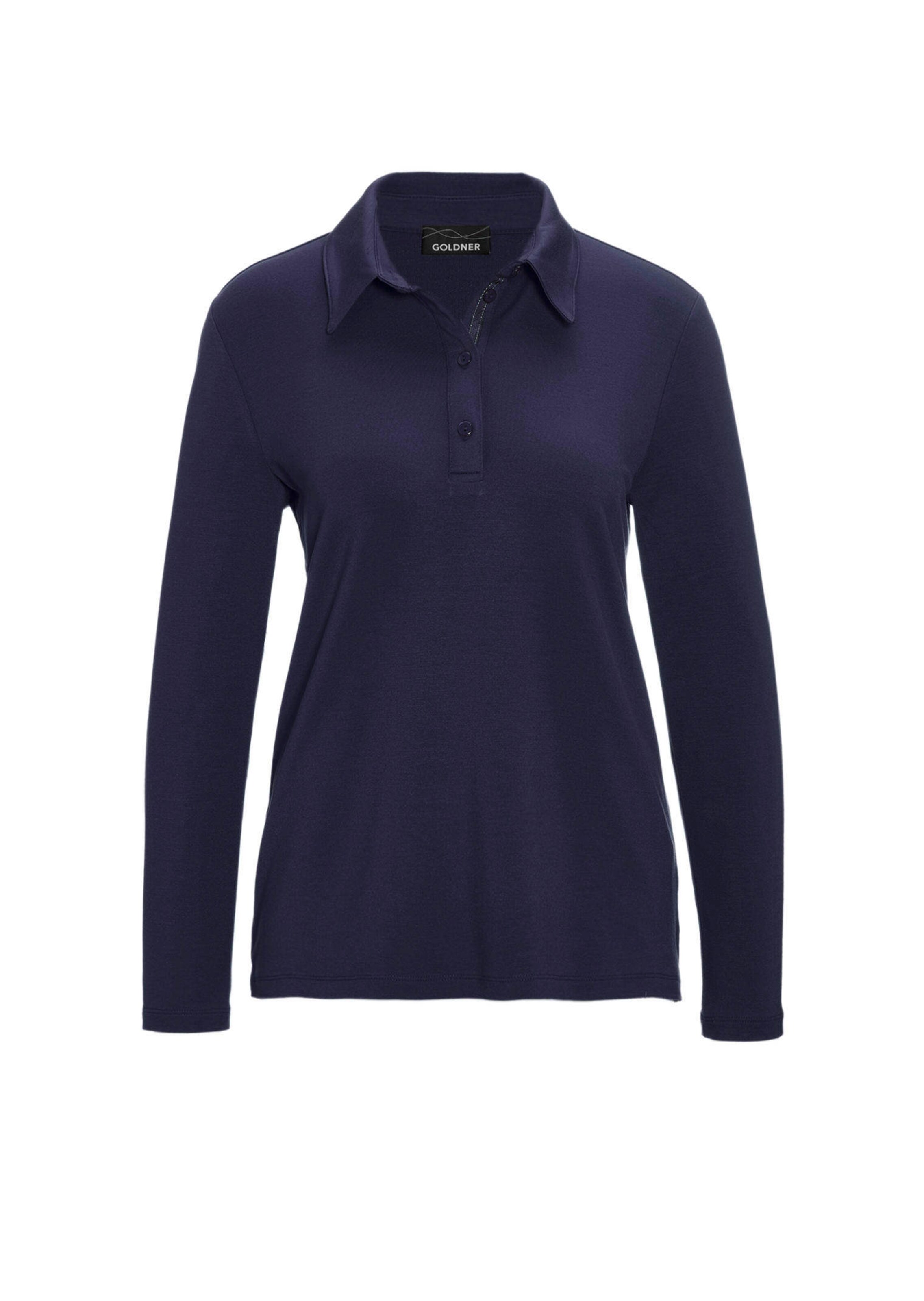 Langarm Poloshirt mit Schmuckband an Knopfleiste