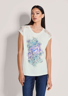 Ärmelloses Rundhals-Shirt mit Spitze thumbnail 1