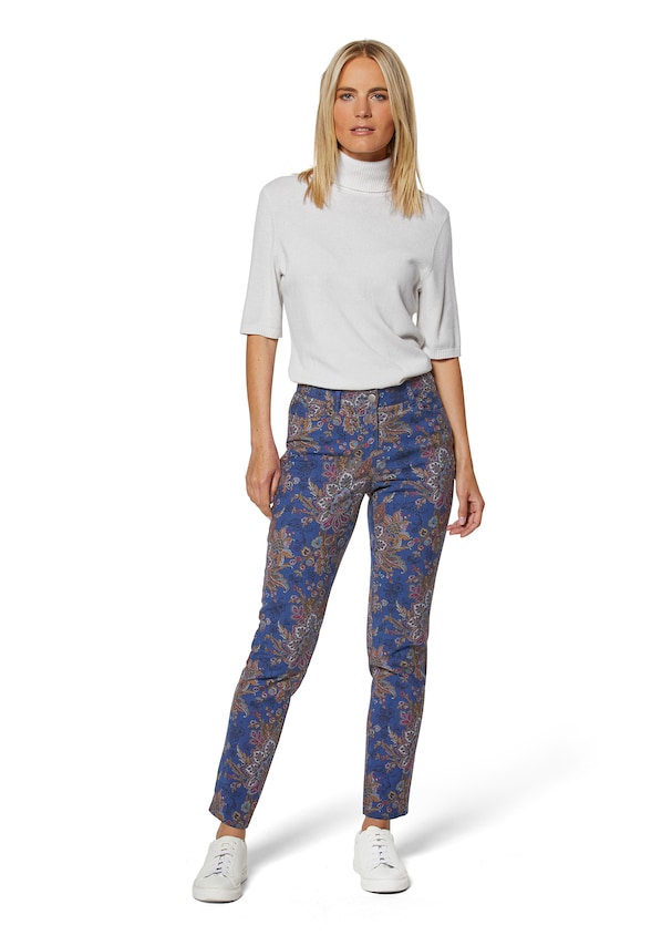 Schlanke Jeans mit Paisley-Print 1