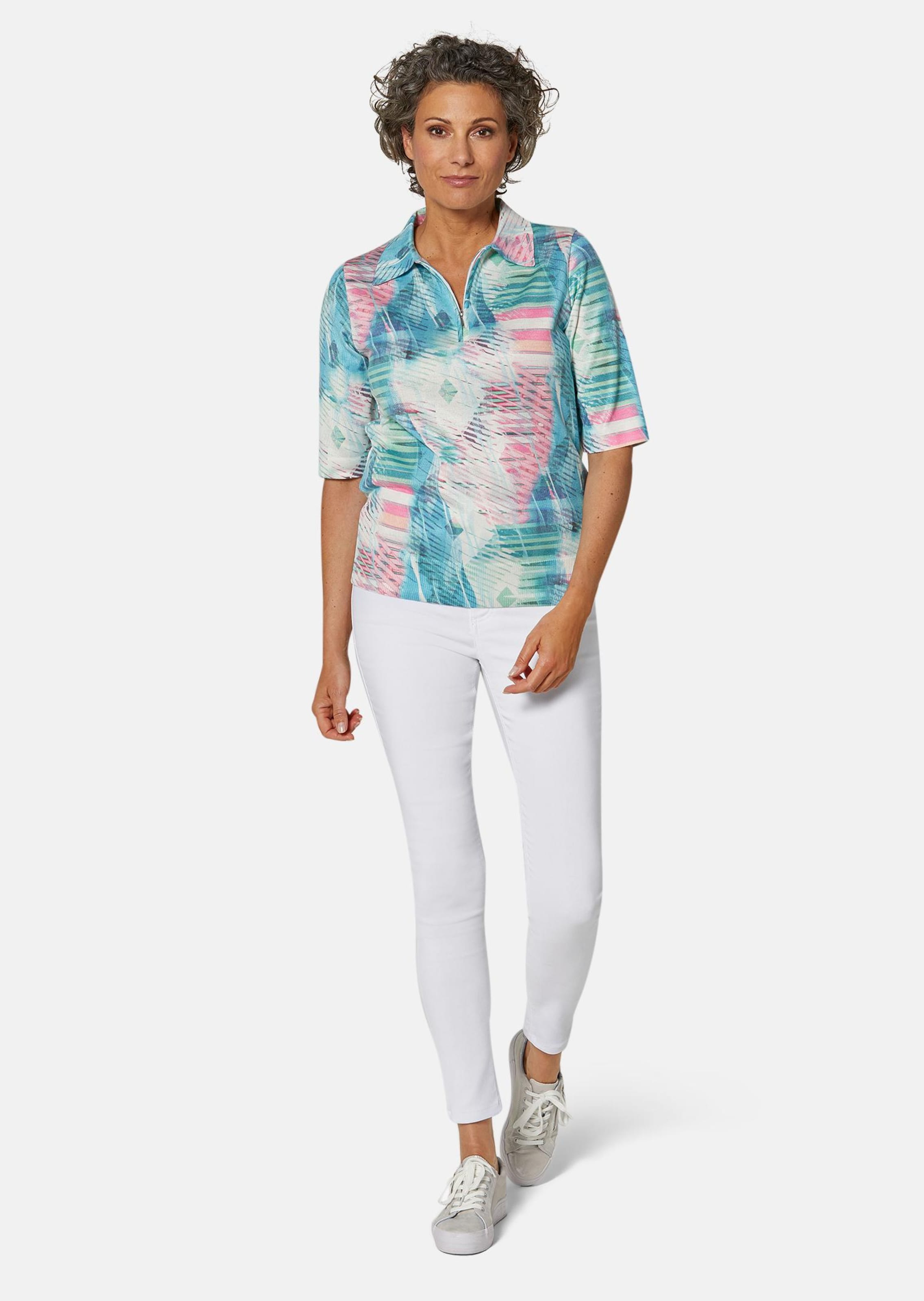 Pull imprimé à col polo Di-Strick - multicolore - Gr. 52 de Goldner Fashion