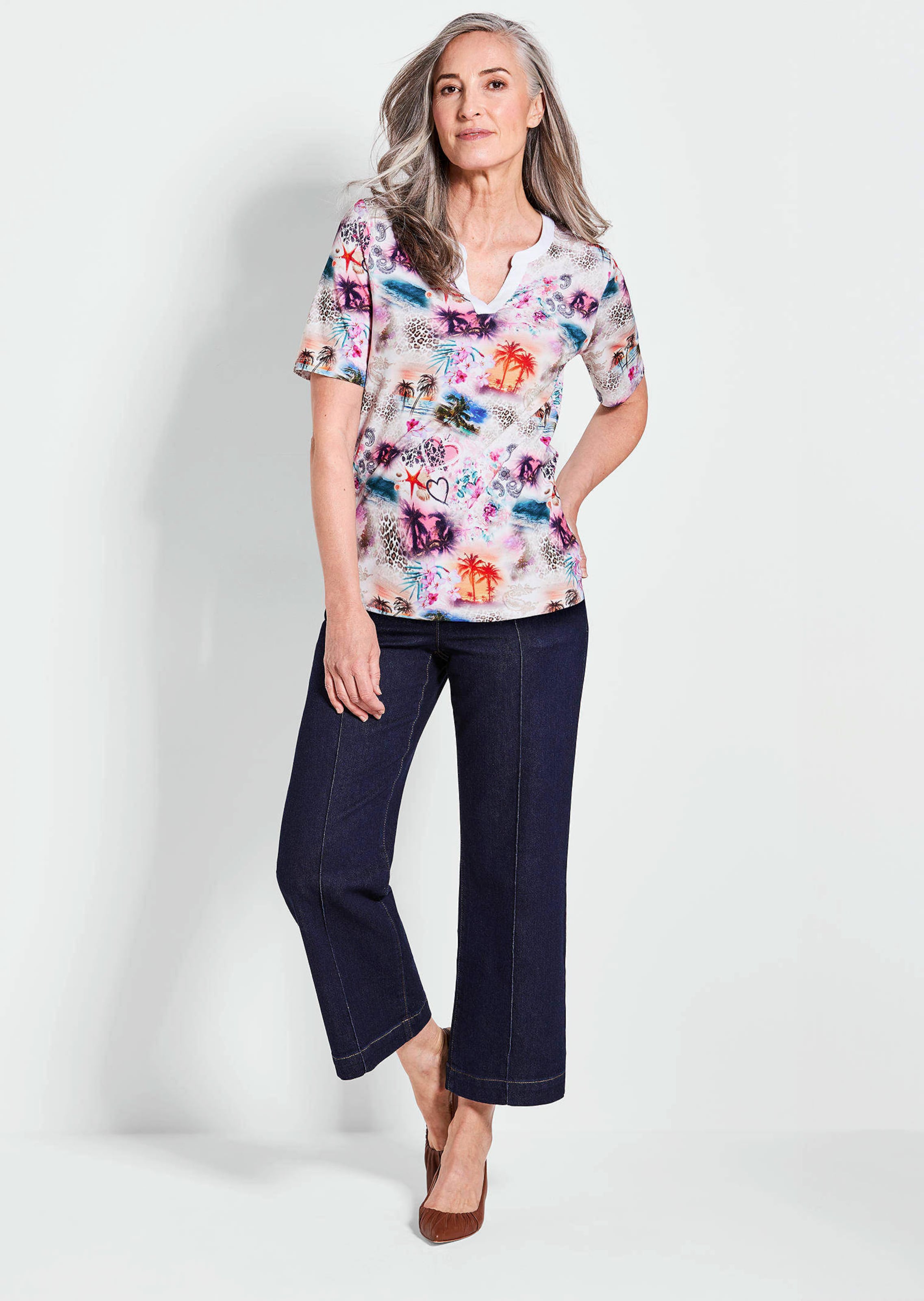 Neulospaita - valkoinen / kuvioll. - Gr. 38 - Goldner Fashion