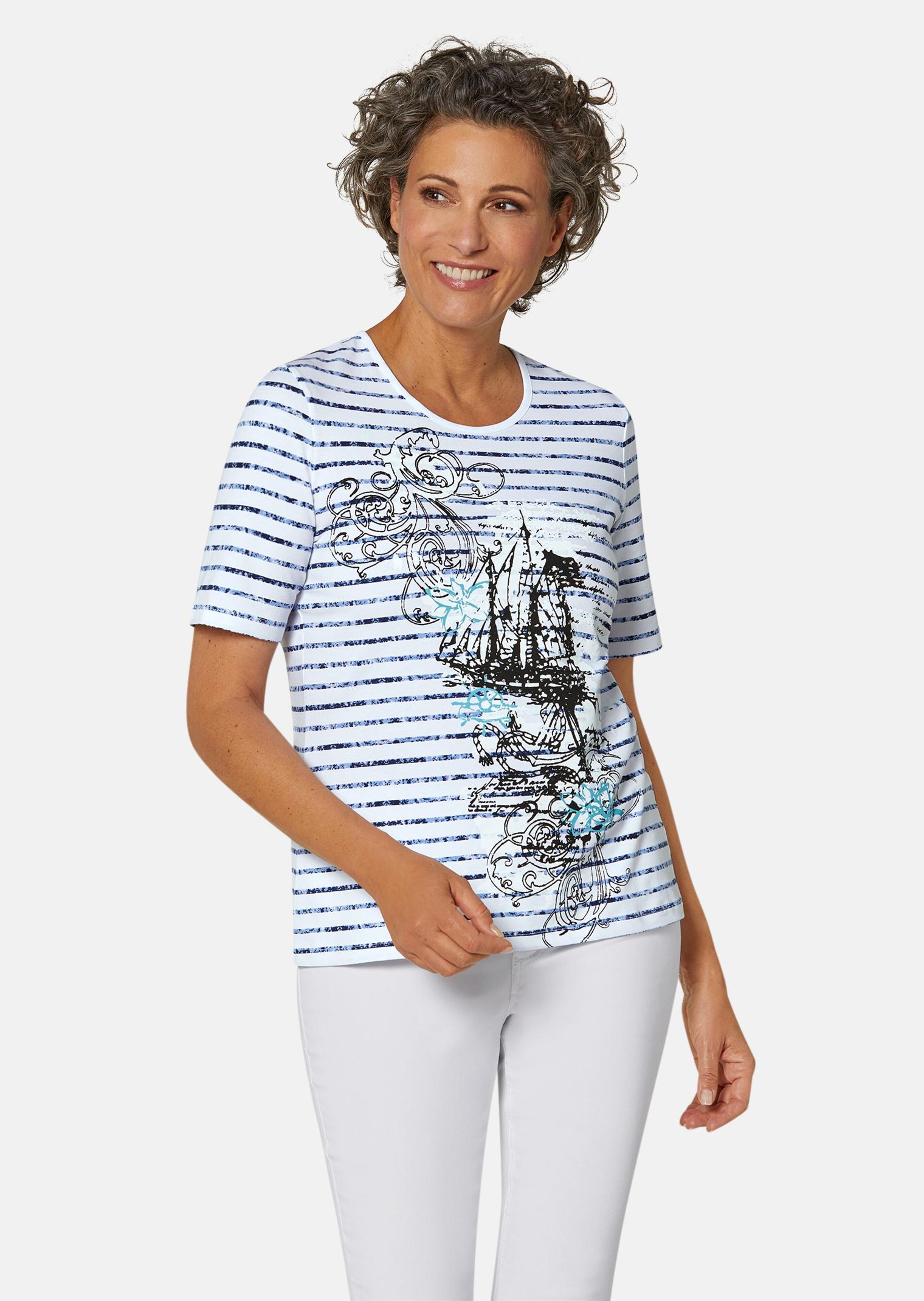 T-shirt rayé avec motif fantaisie