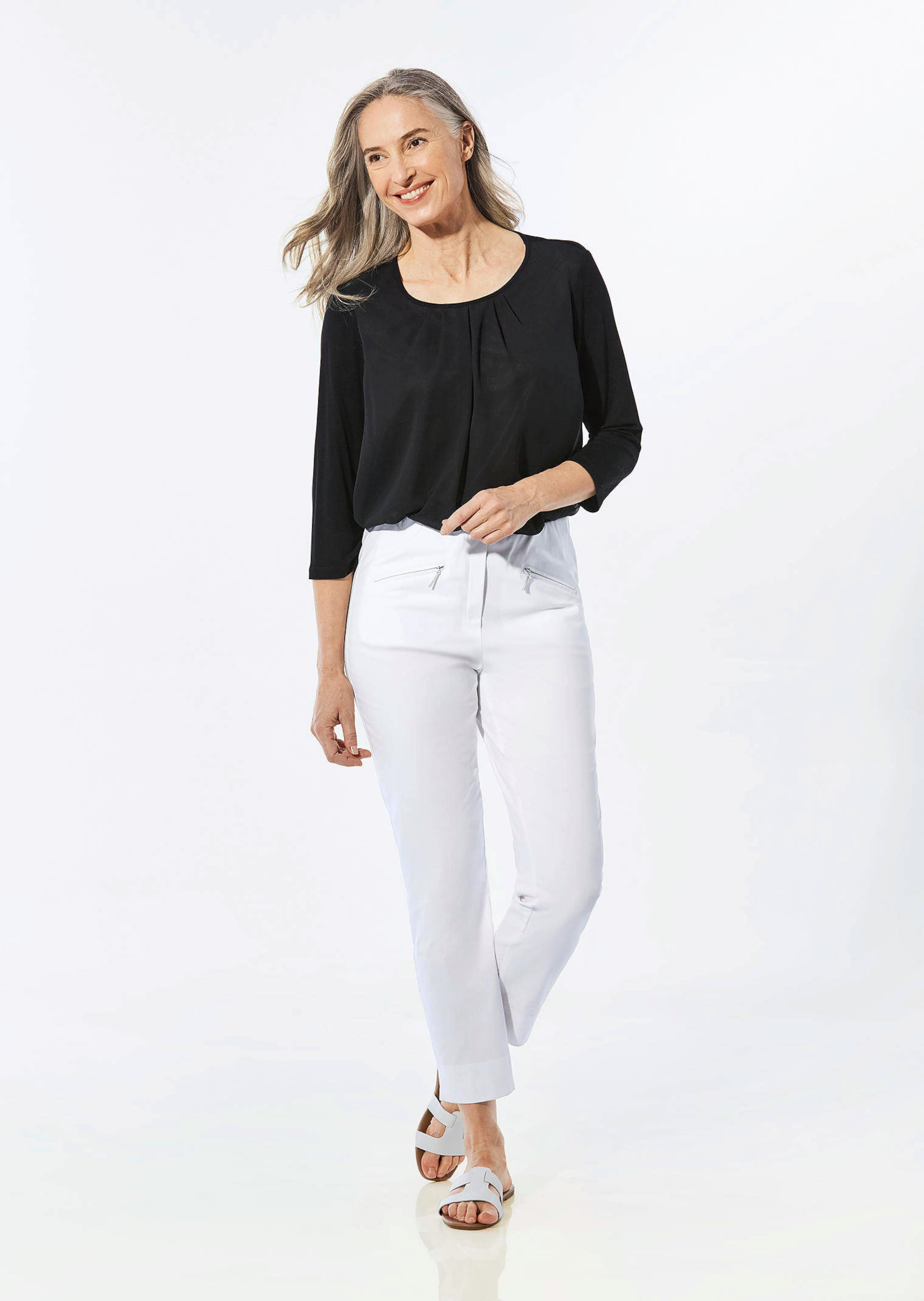 Pantalon super stretch 7/8 LOUISA - blanc - Gr. 28 de Goldner Fashion