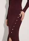 Figure-hugging knitted dress with decorative buttons and slit thumbnail 5