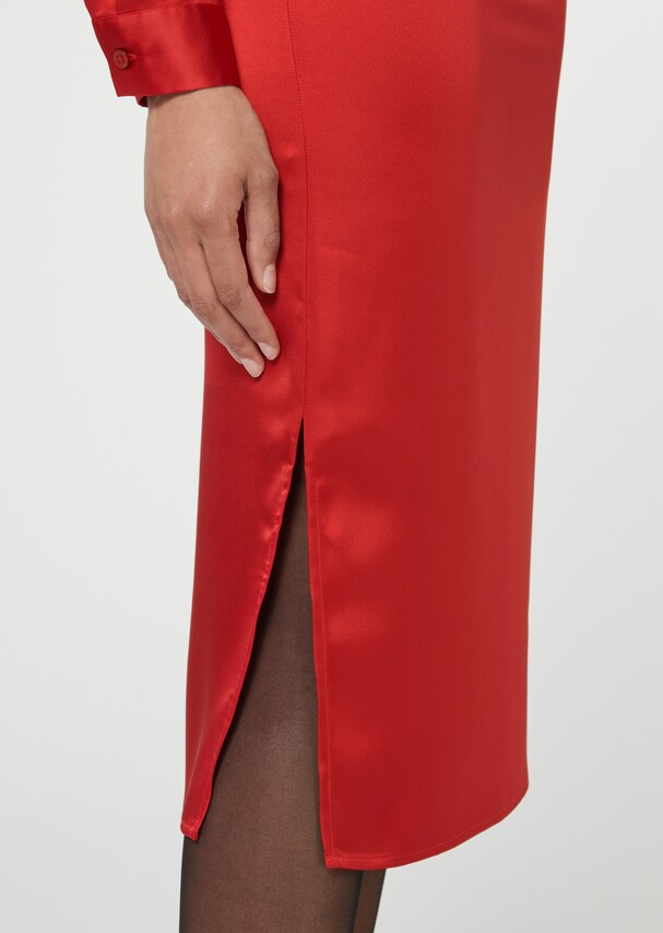 Elasticated satin skirt in midi length 4