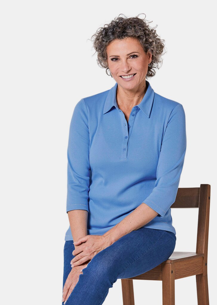 Basic-Poloshirt mit Stickerei aus reiner Baumwolle