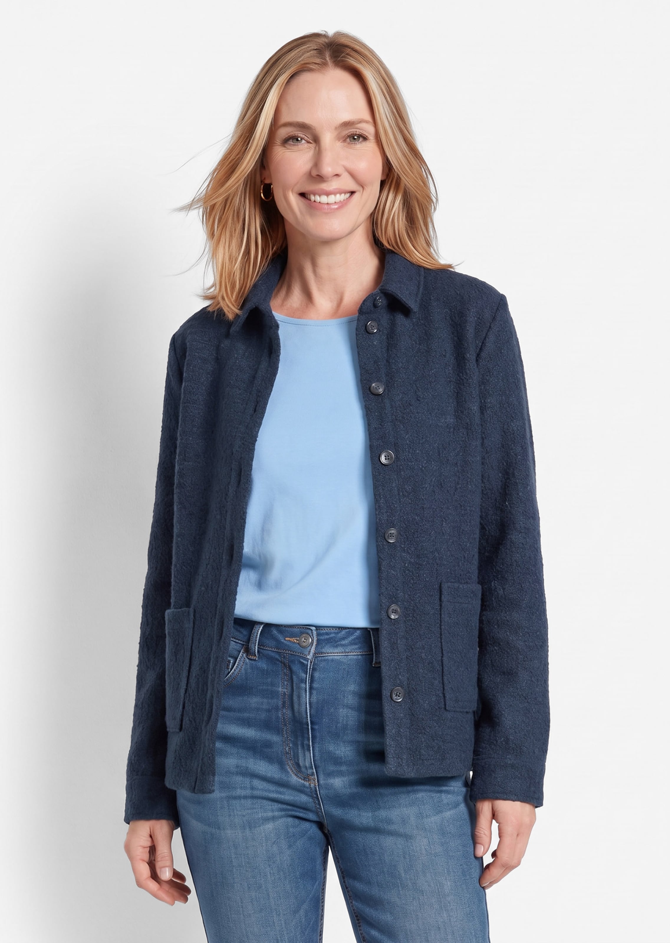 Overhemdjasje in bouclélook met viscose