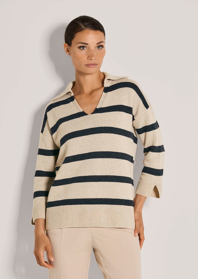 Gestreifter Pullover mit Polokragen