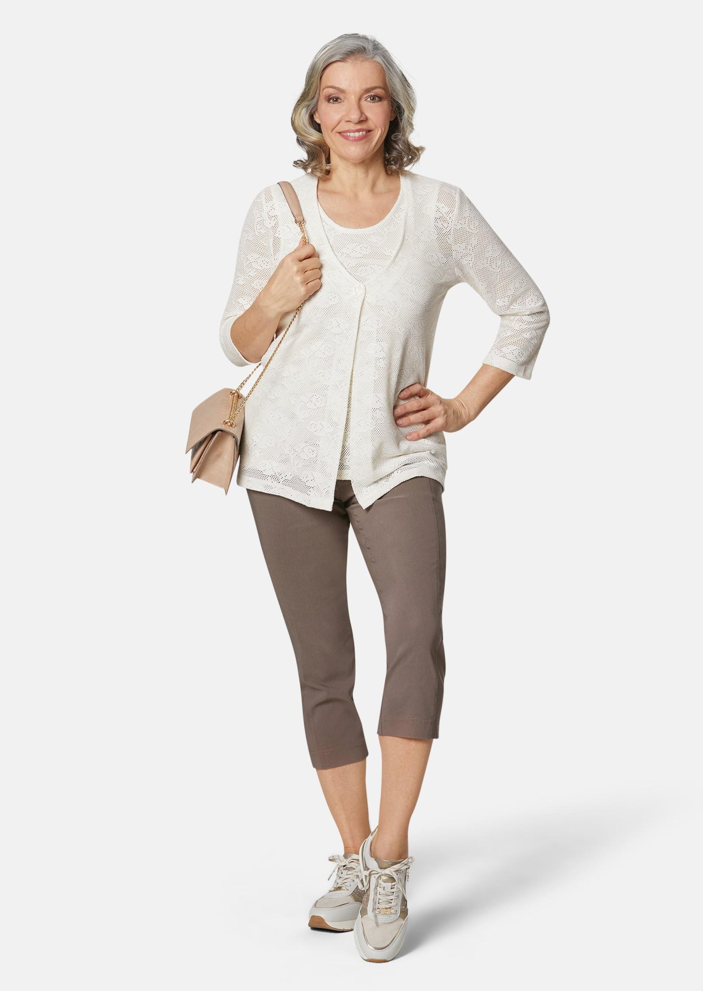 Chemisier avec bustier orné de dentelle - crème - Gr. 23 de Goldner Fashion