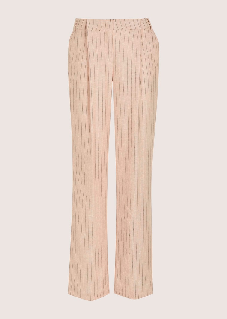 Weite Hose mit Nadelstreifen und Leinen