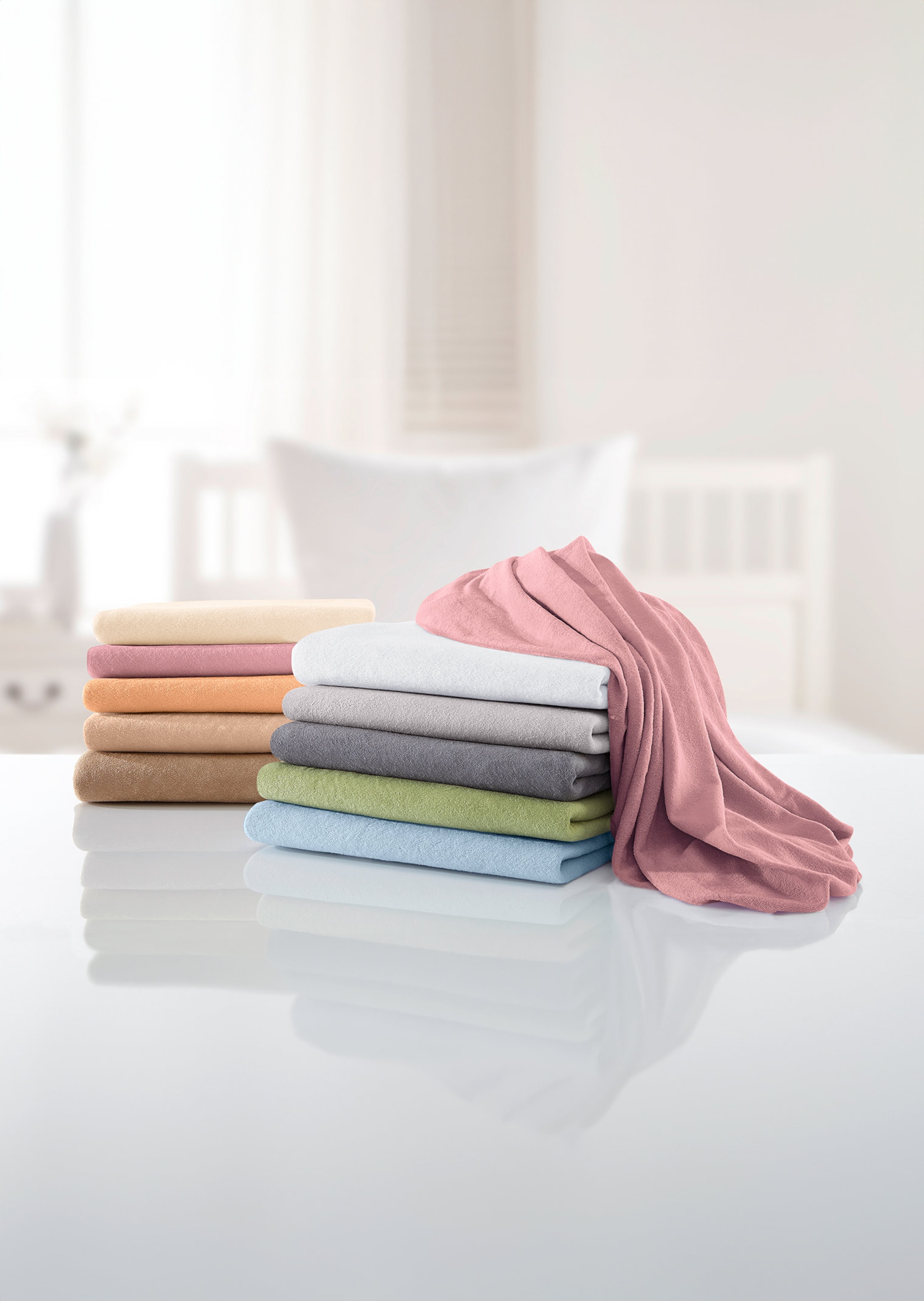 Drap-housse en éponge stretch - vert menthe - Gr. 180-200 x 200 cm de Goldner Fashion