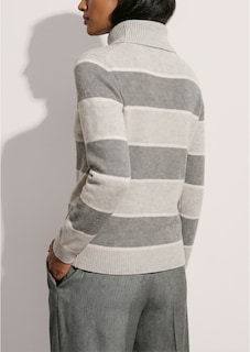 Gestreifter Kaschmirpullover mit Rollkragen thumbnail 4