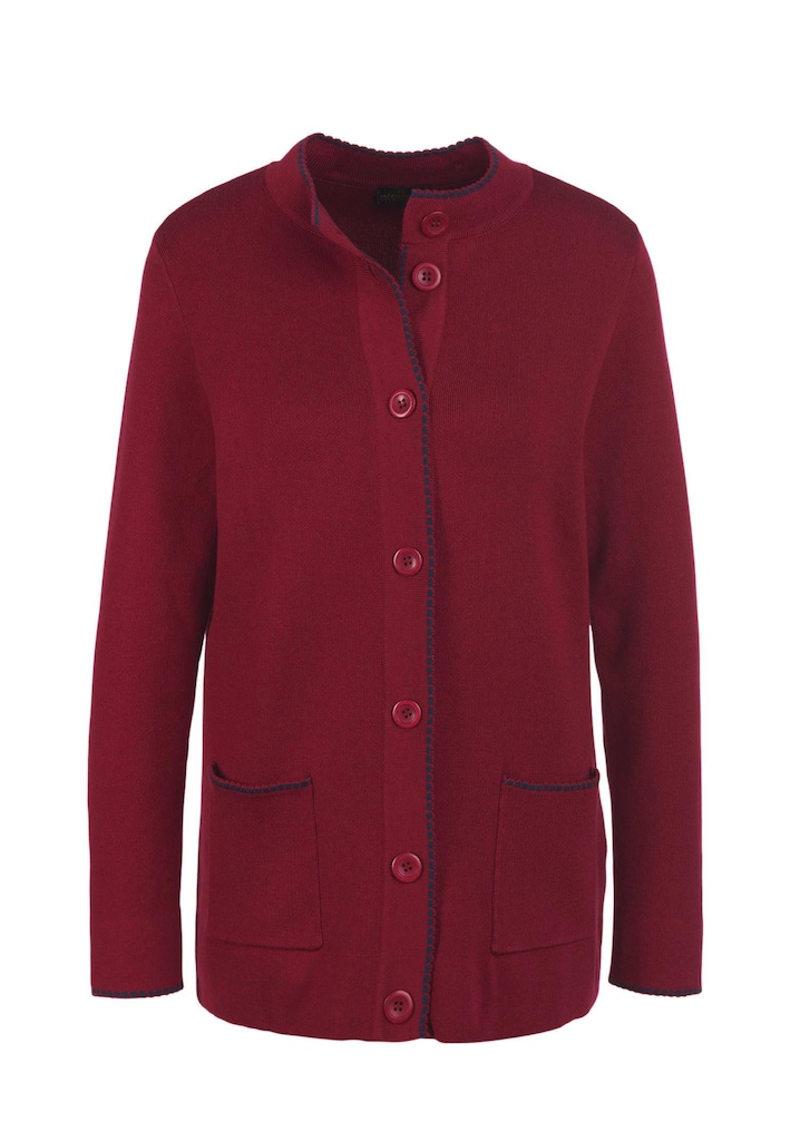 Cardigan long avec bords décoratifs contrastés