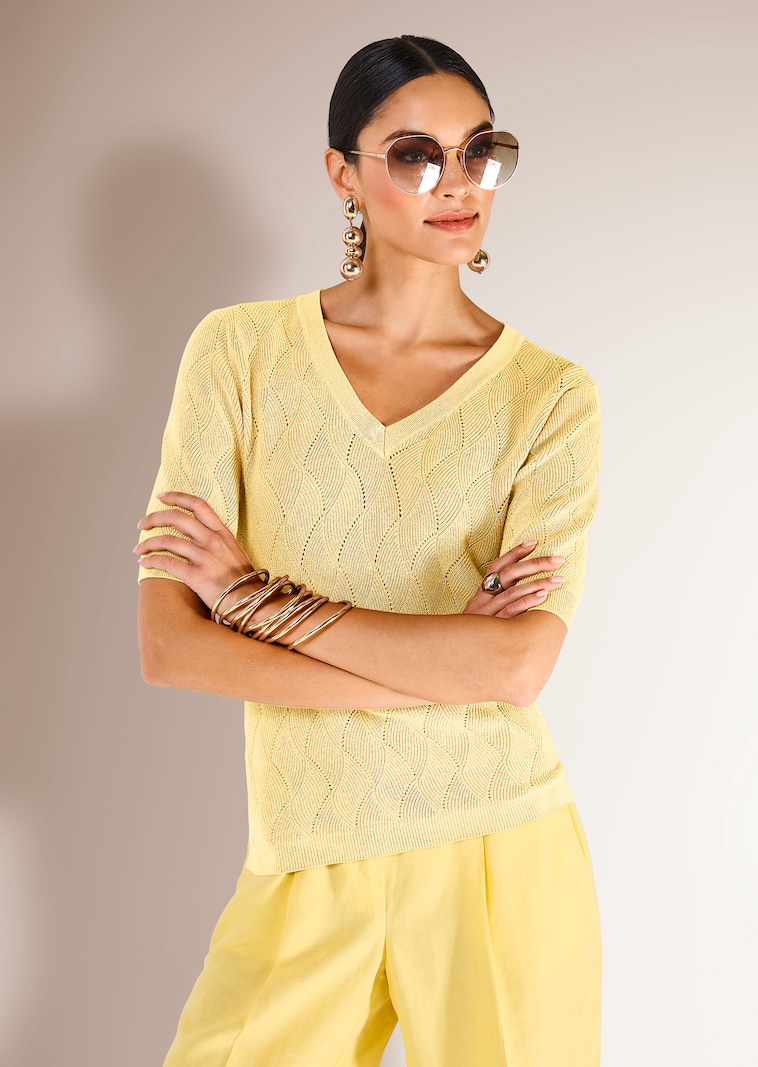 Rundhals-Pullover mit Kurzarm