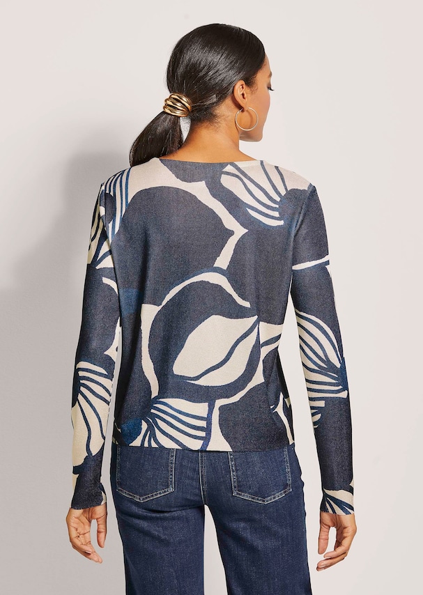 Kurzer Rundhals-Pullover mit Unikat-Print 2
