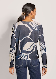 Kurzer Rundhals-Pullover mit Unikat-Print thumbnail 3