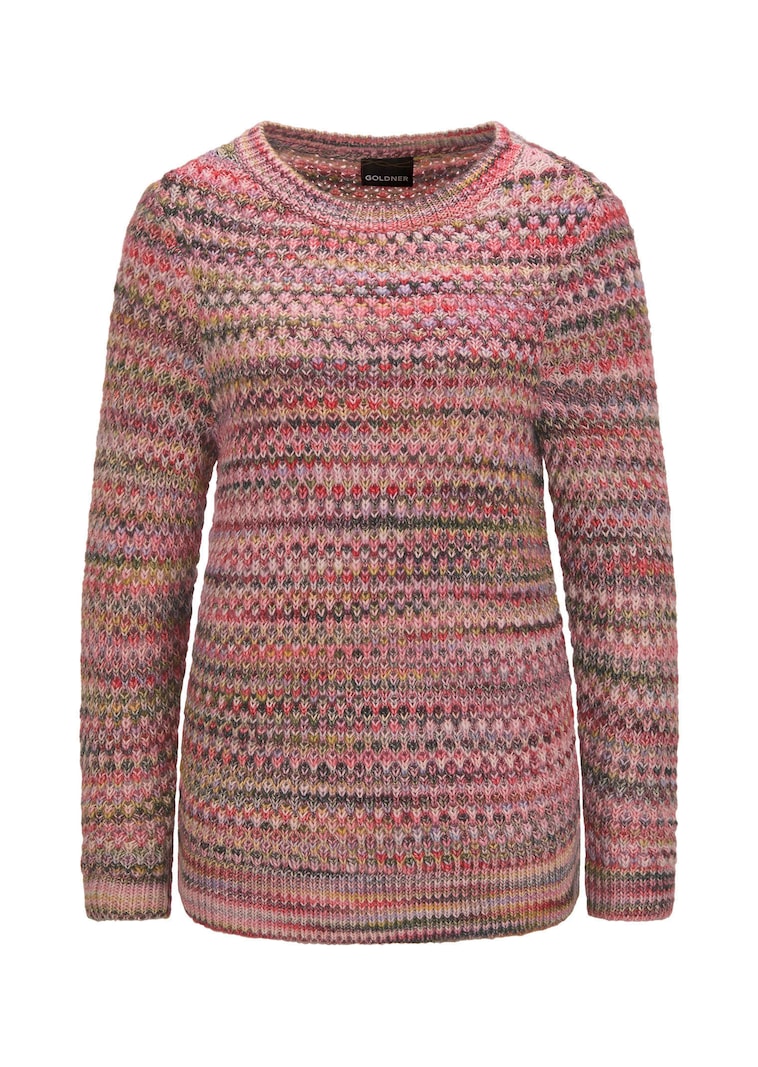 Tricot pullover in meerkleurige look