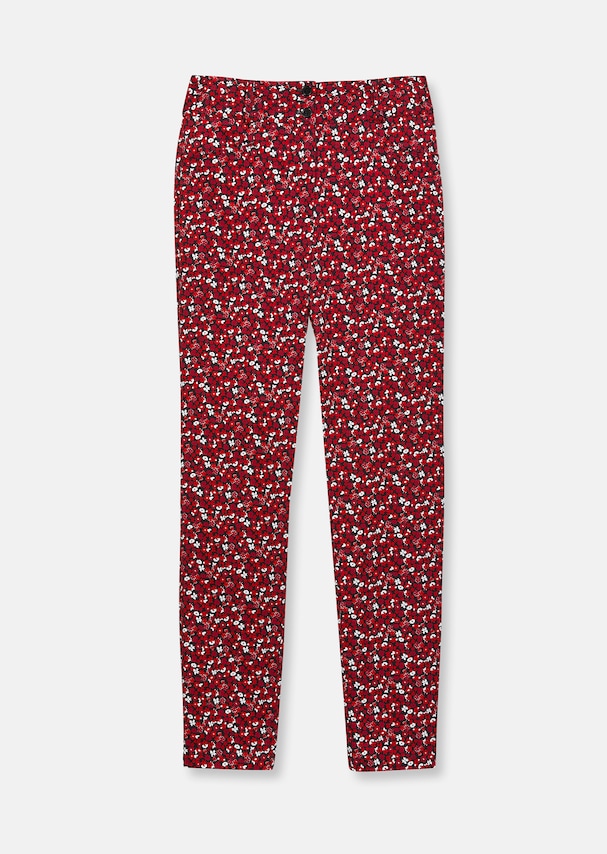 Slim-fit trousers with floral pattern