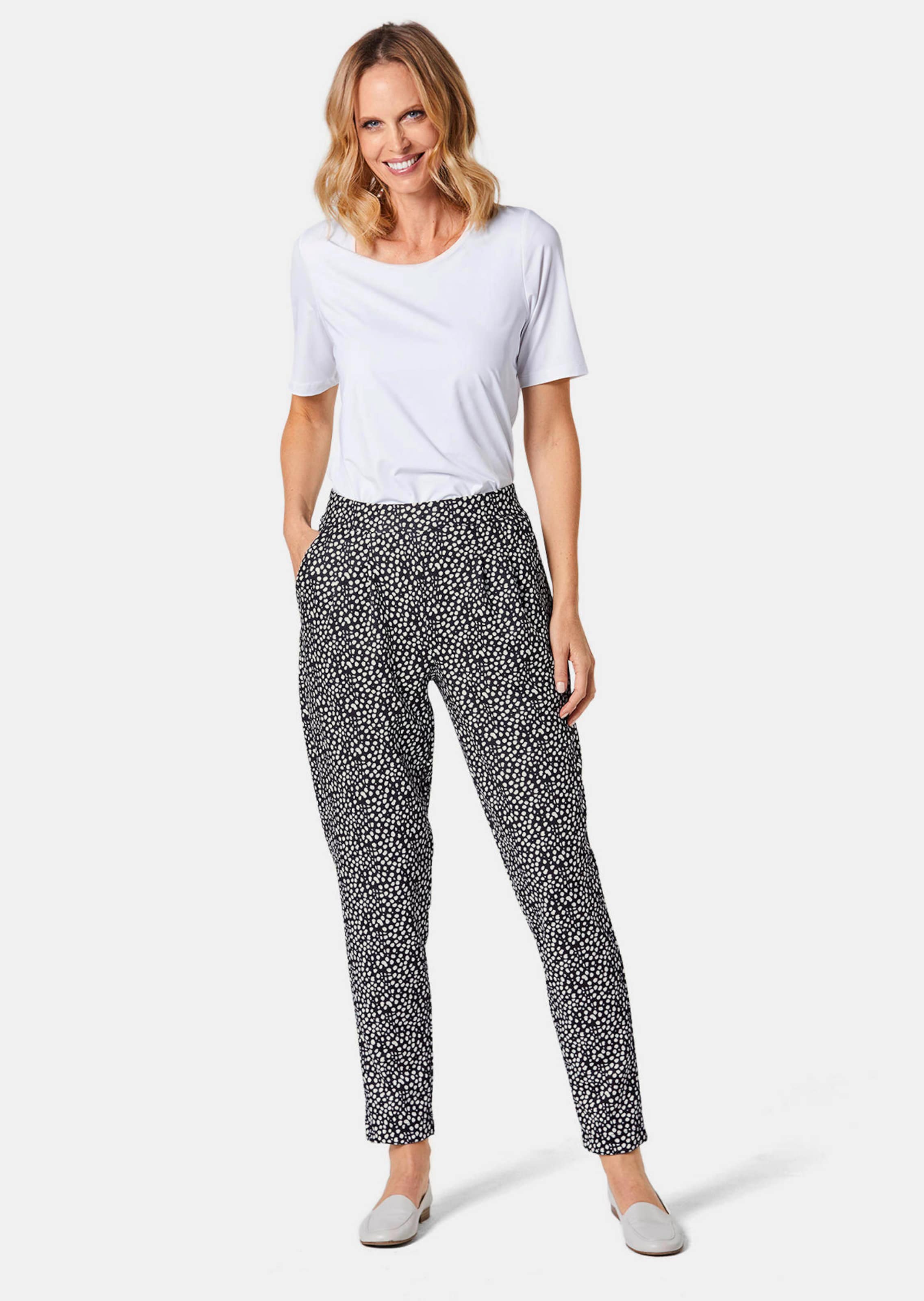 Pantalon extensible avec un imprimé moderne - noir / à motifs - Gr. 24 de Goldner Fashion