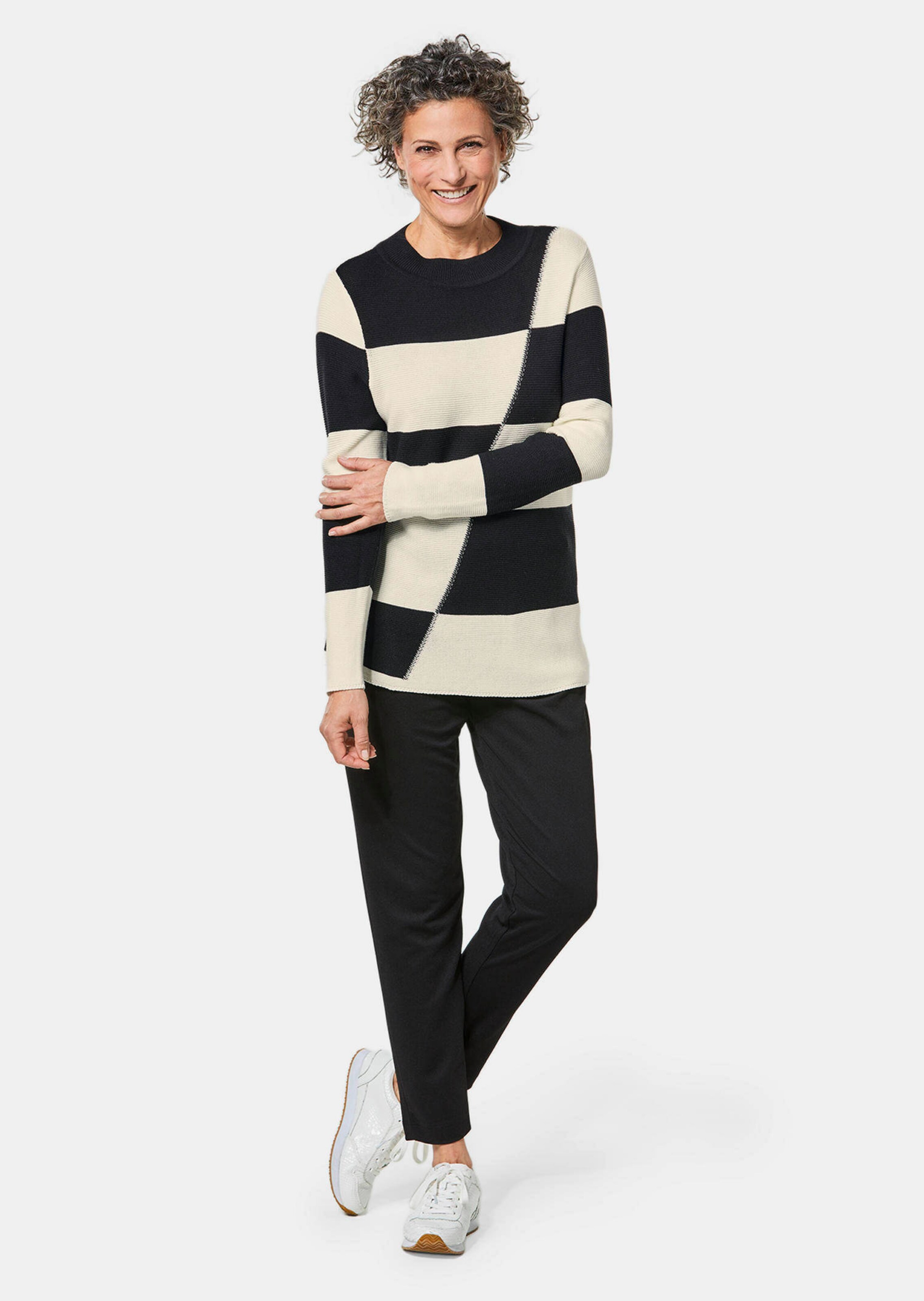 Pull en intarsia - noir / crème / à motifs - Gr. 21 de Goldner Fashion