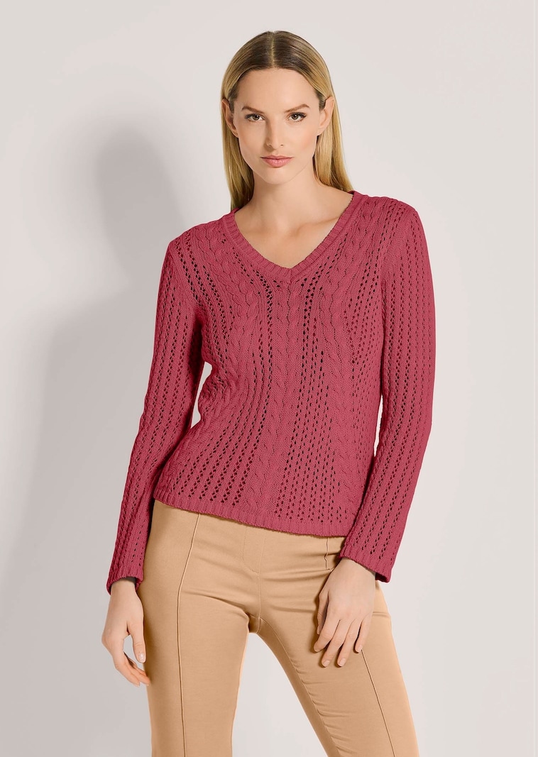 Zopfpullover mit Ajour-Elementen