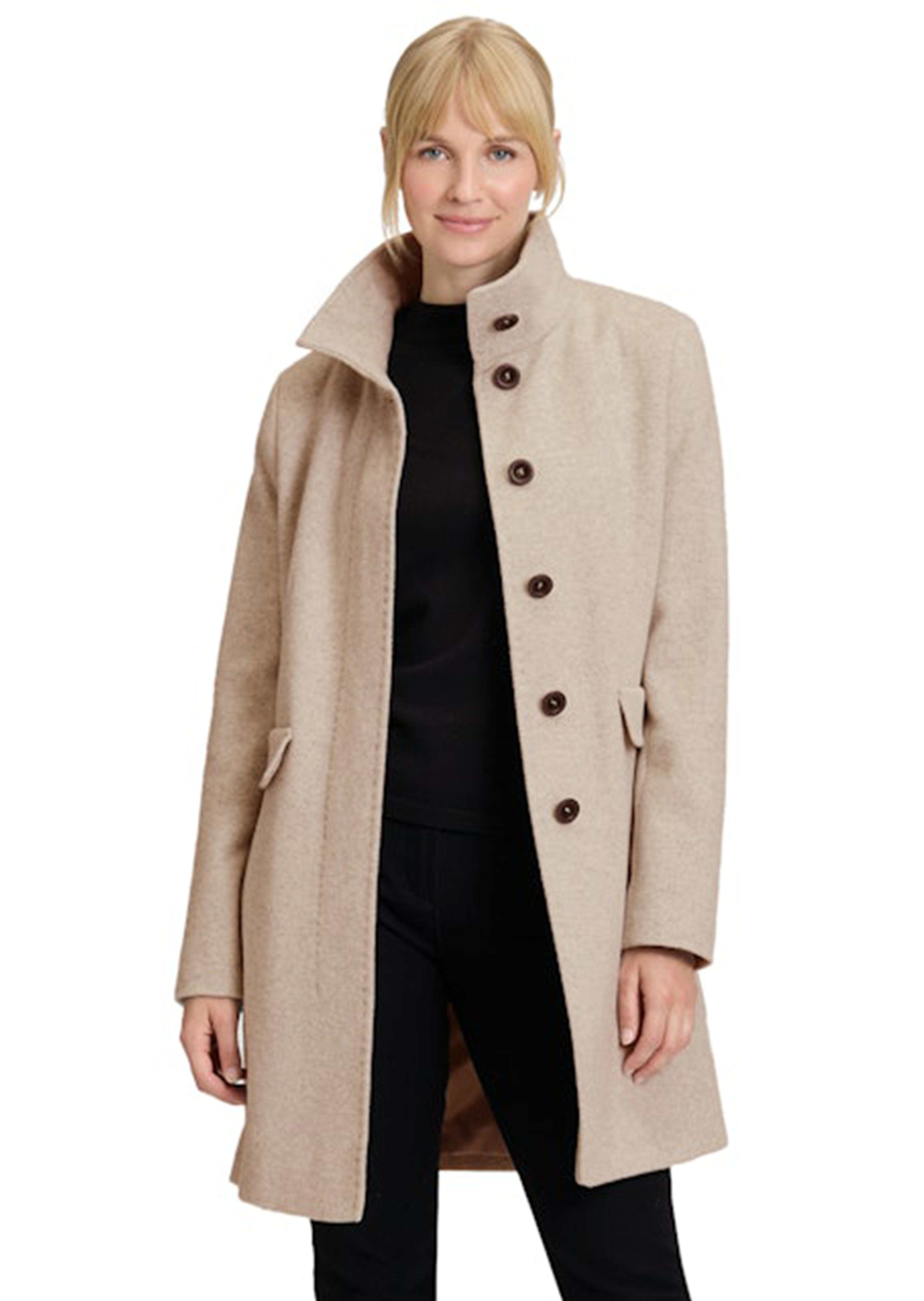 Wollmantel mit Fischgrat-Muster