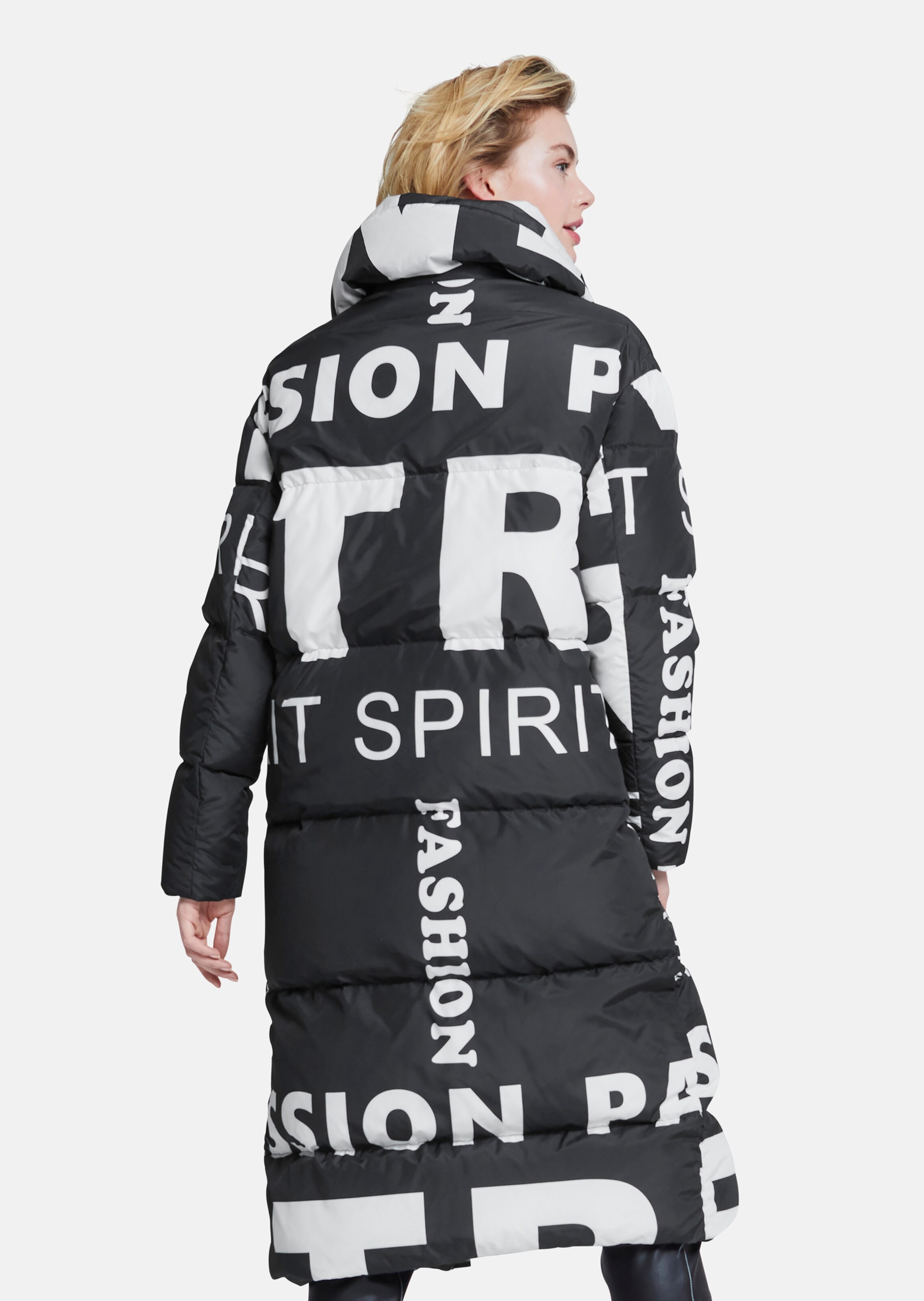 Down coat with letters in black / white | MADELEINE Fashion
