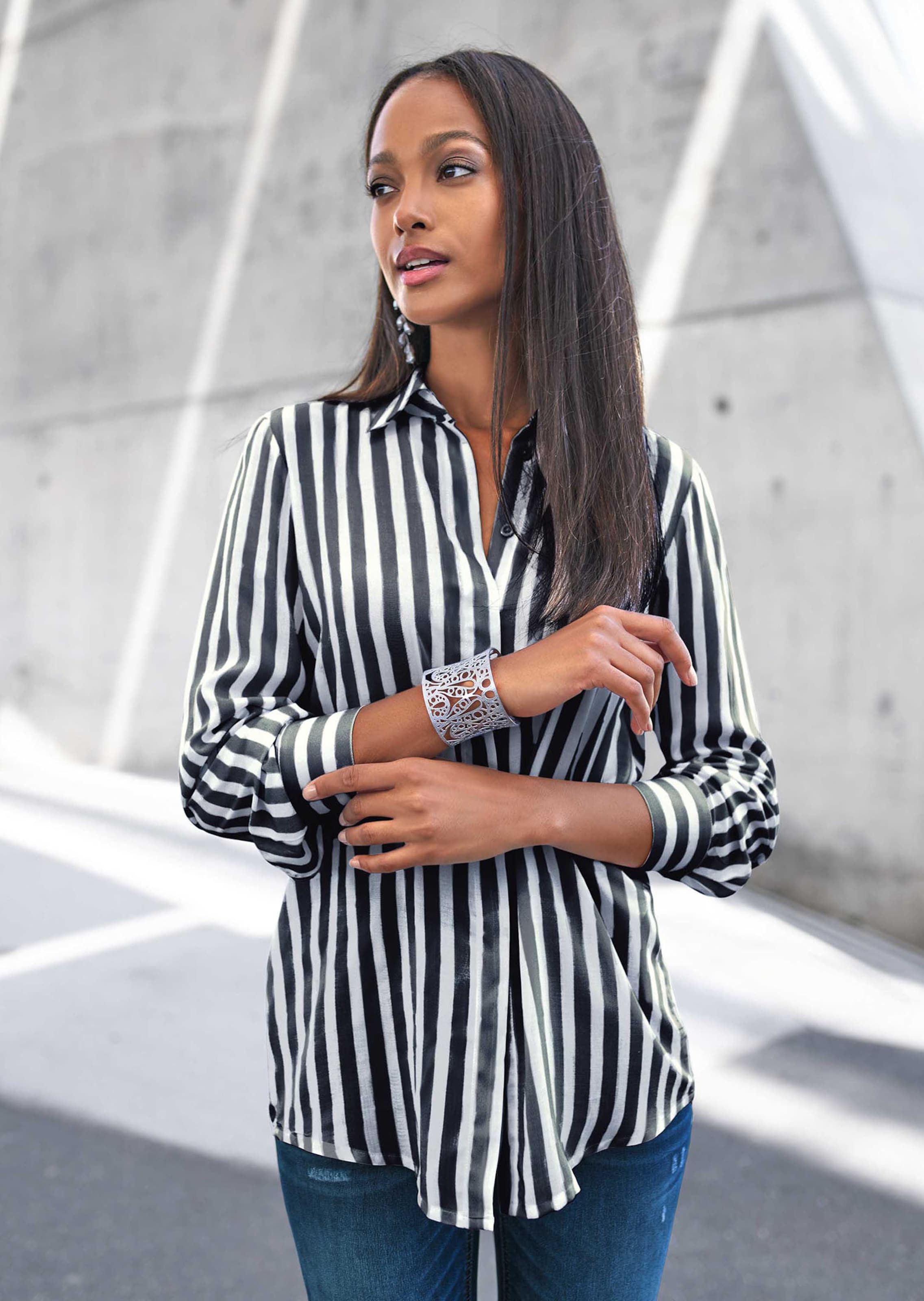 Striped shirt with long sleeves in white black MADELEINE Fashion