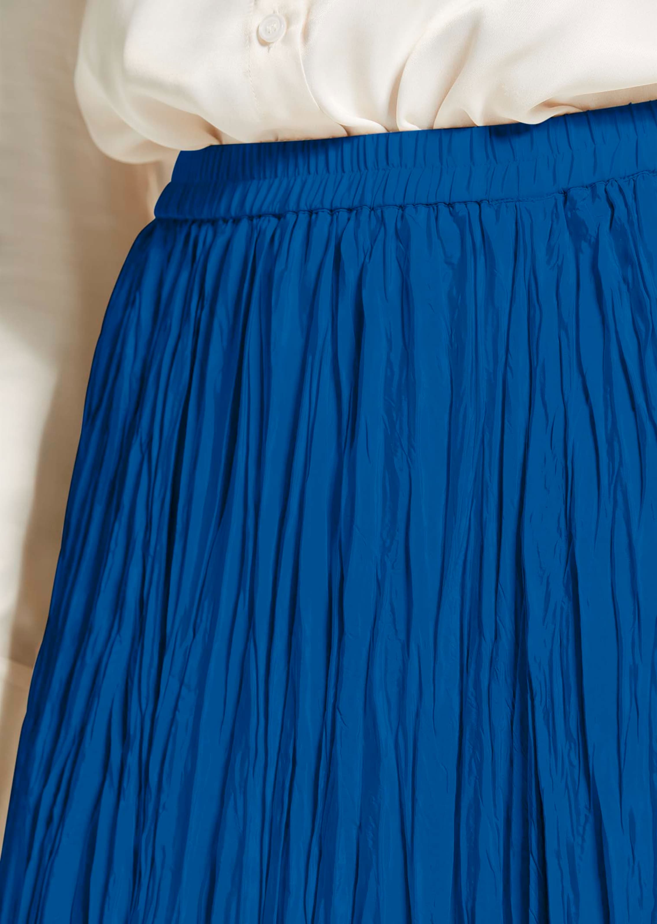 Jupe Vintage Midi Rayée Bleue - Coton Plissé - Taille 8 - Landhaus