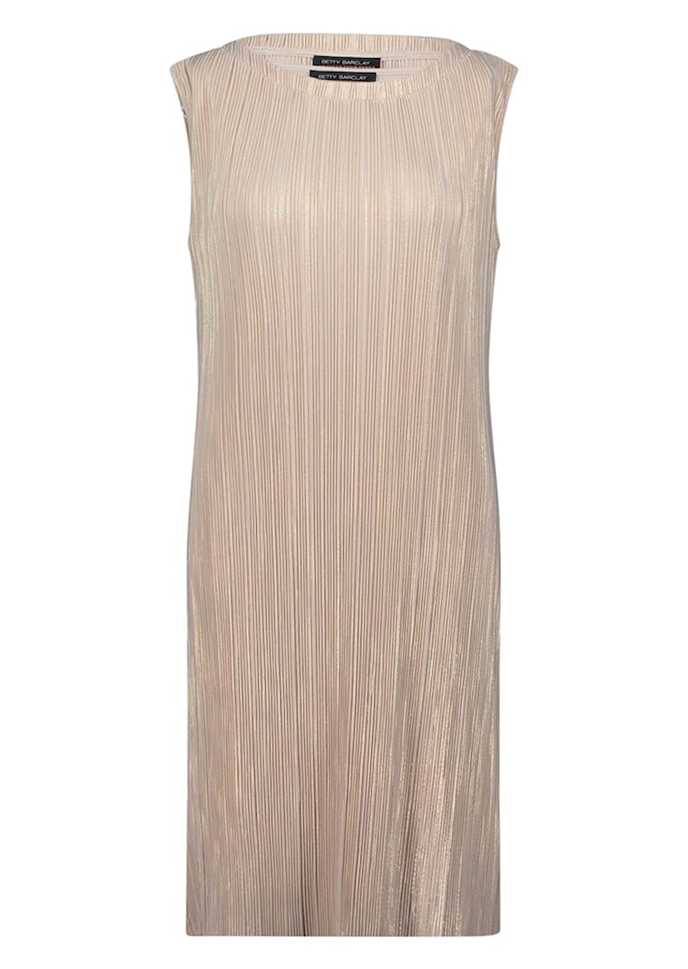 Goldschimmerndes Plisseekleid ohne Ärmel