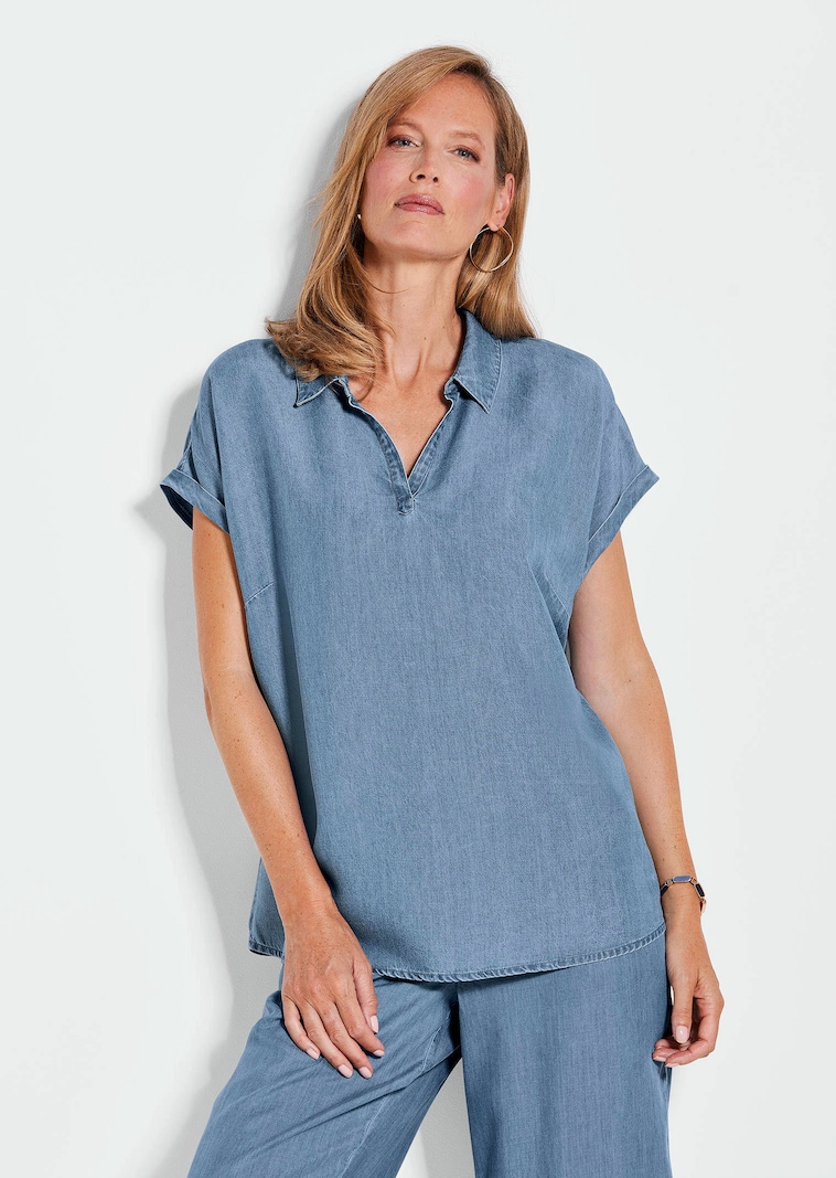 Bluse in Denim-Optik