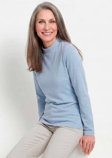 Shirt met lange mouwen en opstaande kraag, van katoen thumbnail 7