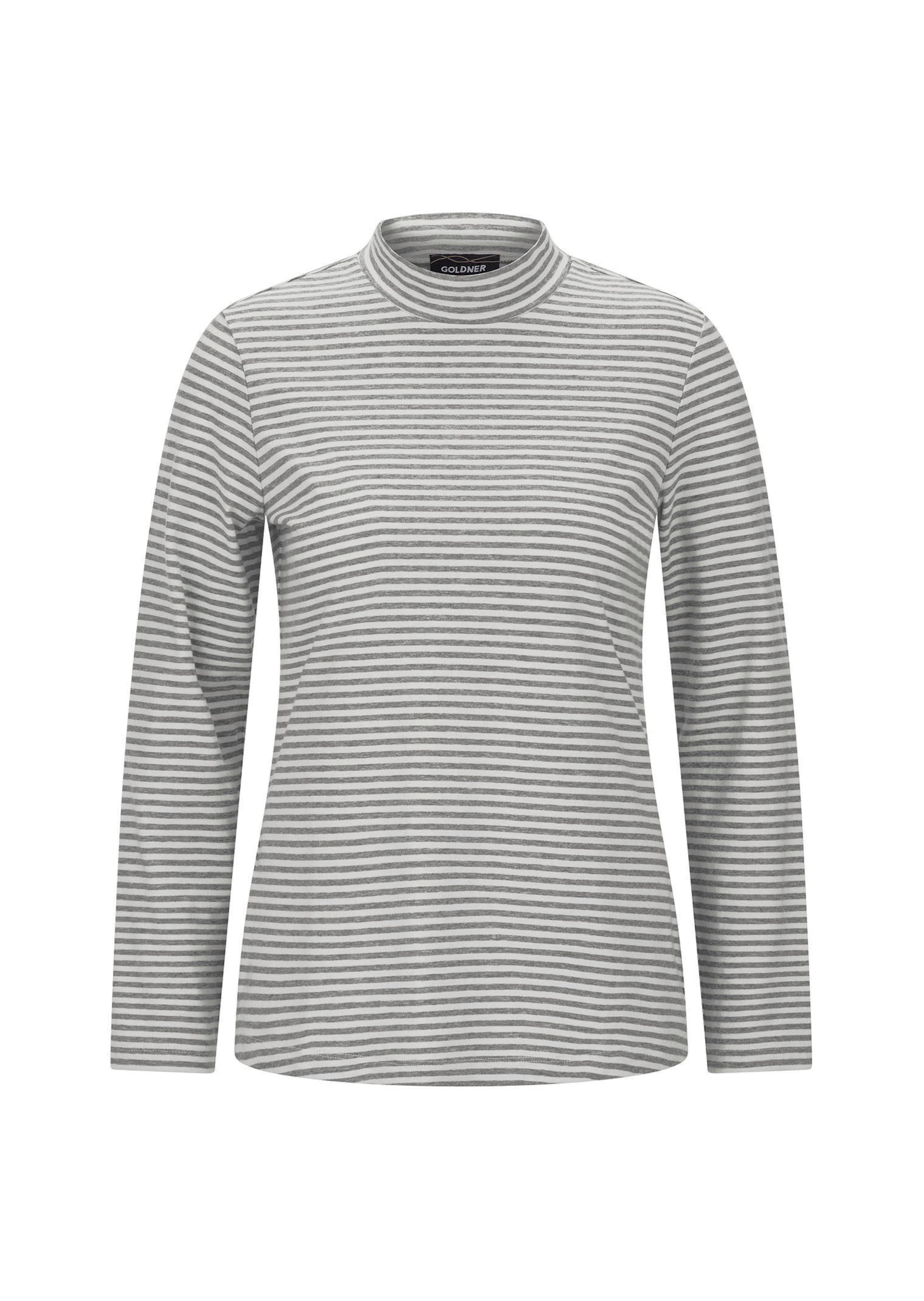 Shirt met lange mouwen, strepen en opstaande kraag