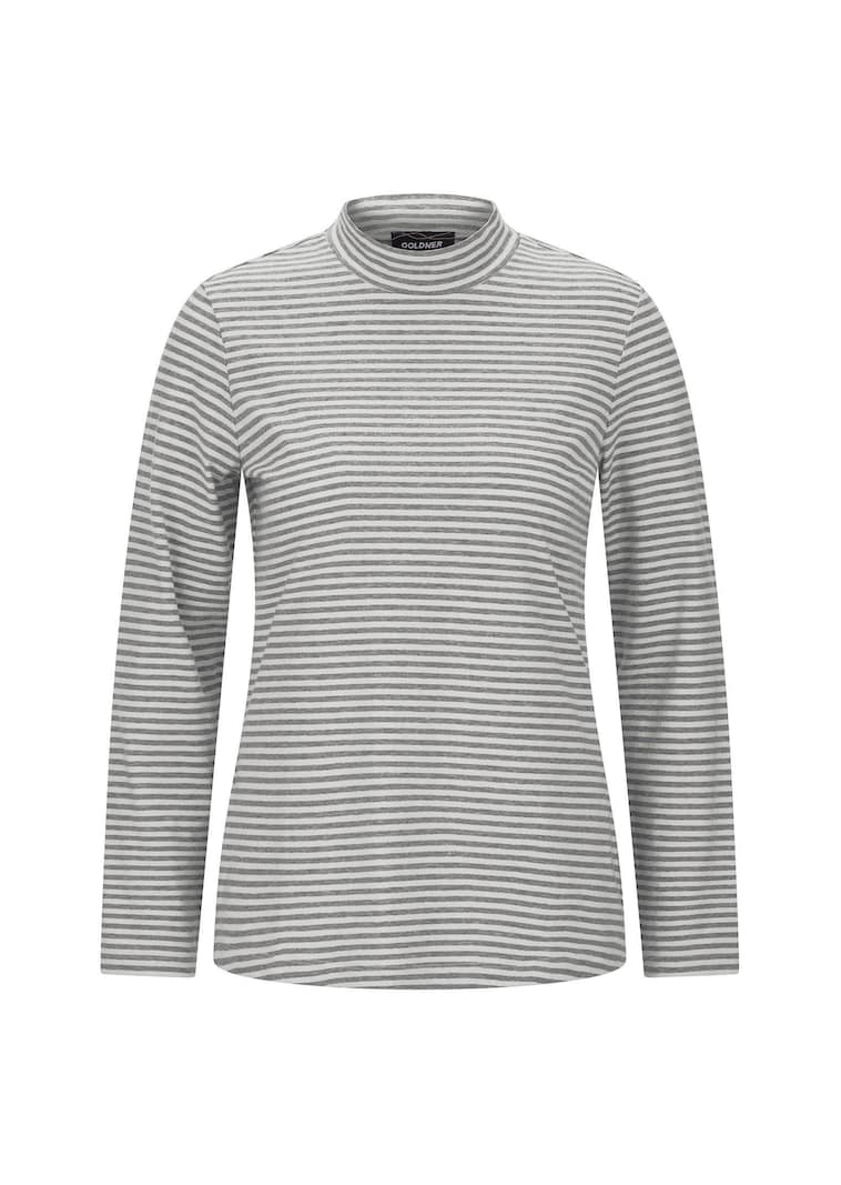 Shirt met lange mouwen, strepen en opstaande kraag