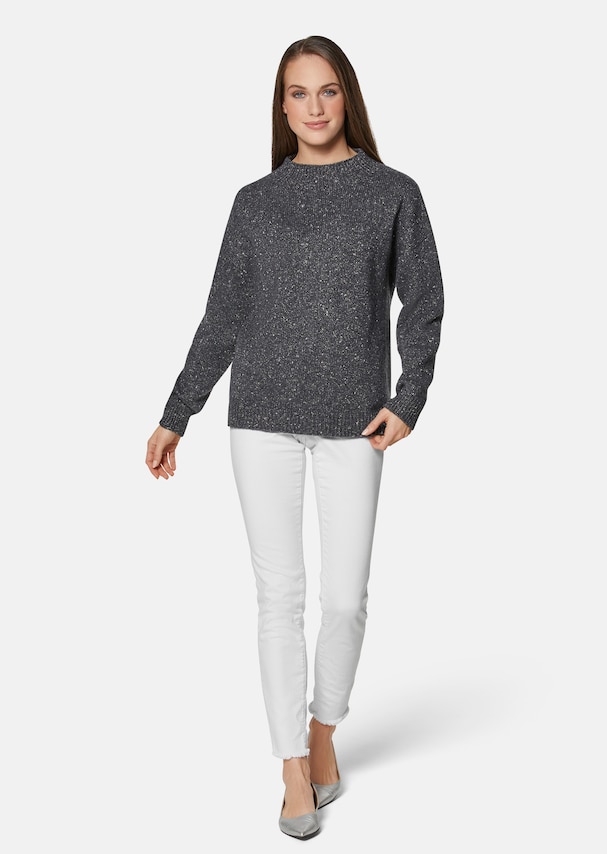 Stand-up collar jumper with shiny effect 1