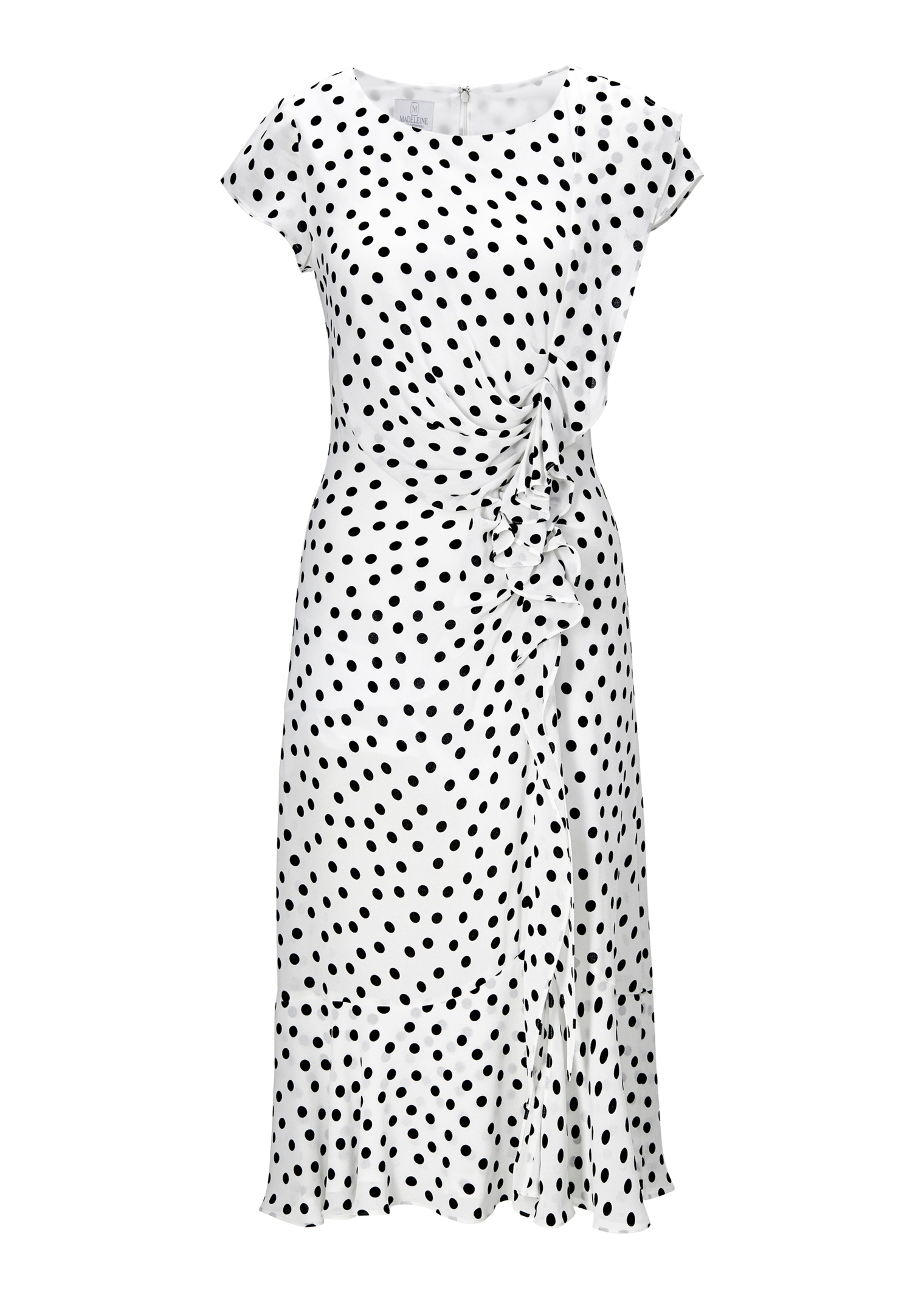 Sommerkleid mit Pünktchen-Print und Volants