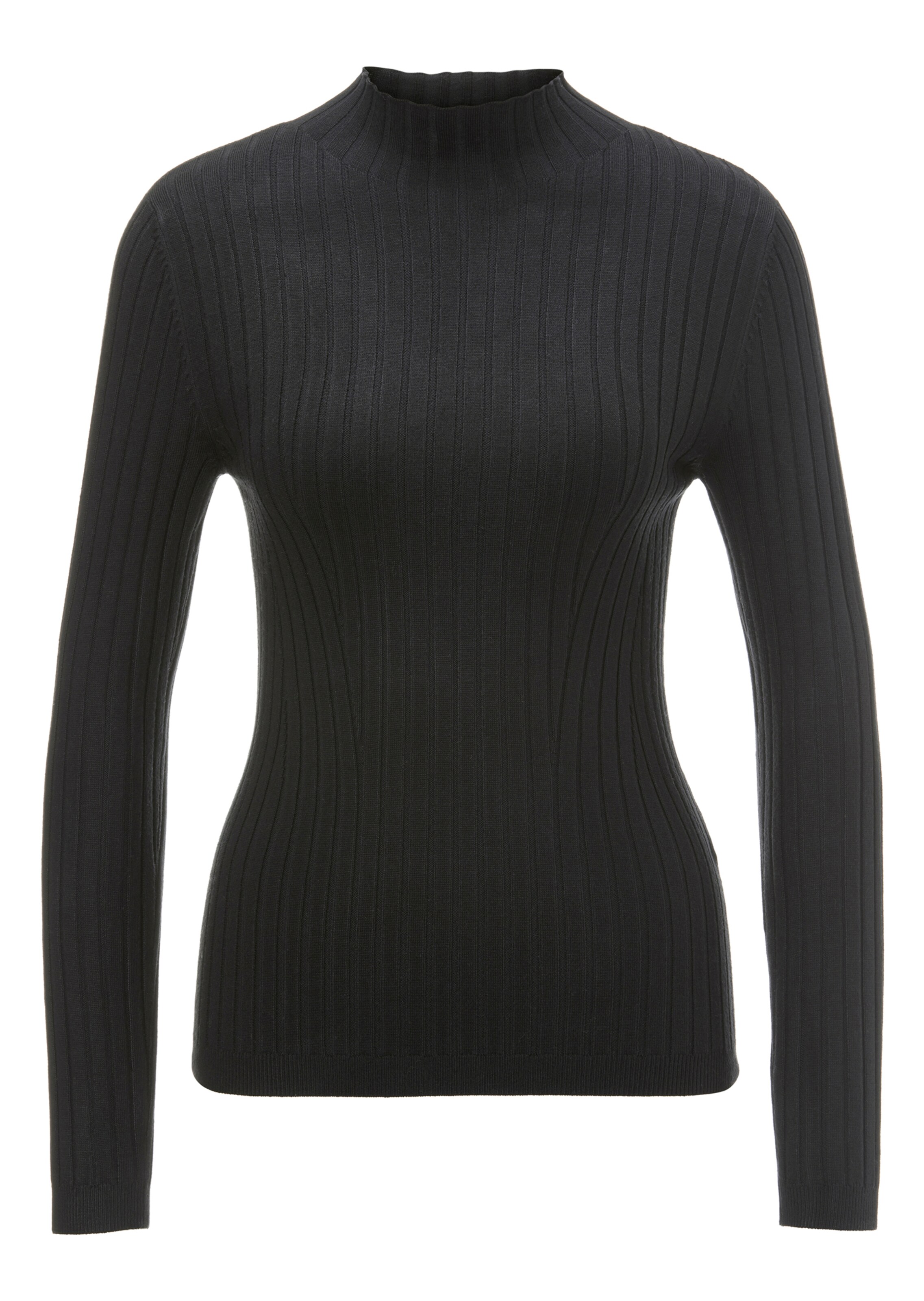 Ribbed knit jumper with stand-up collar