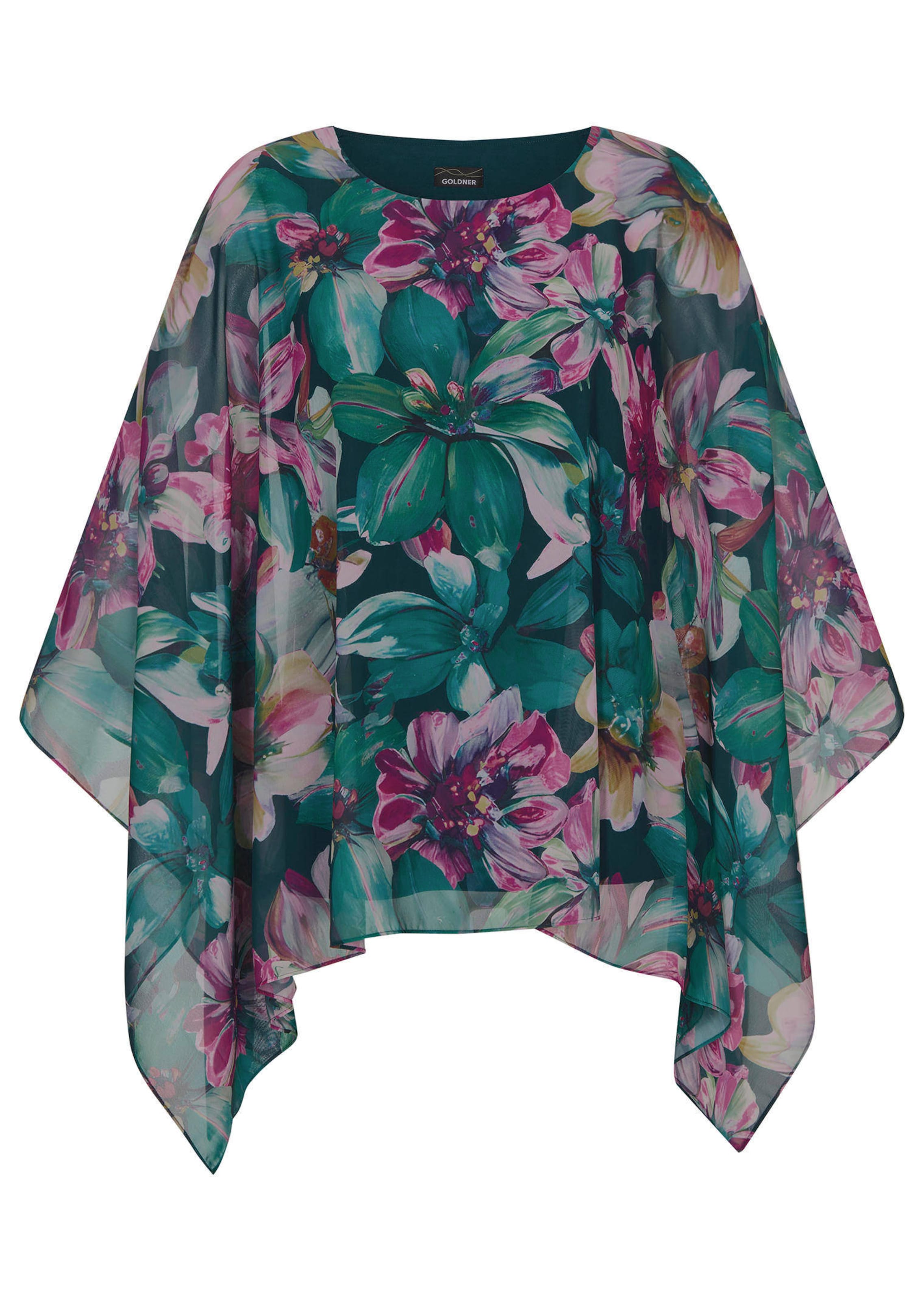 Blouseshirt met drapering van chiffon