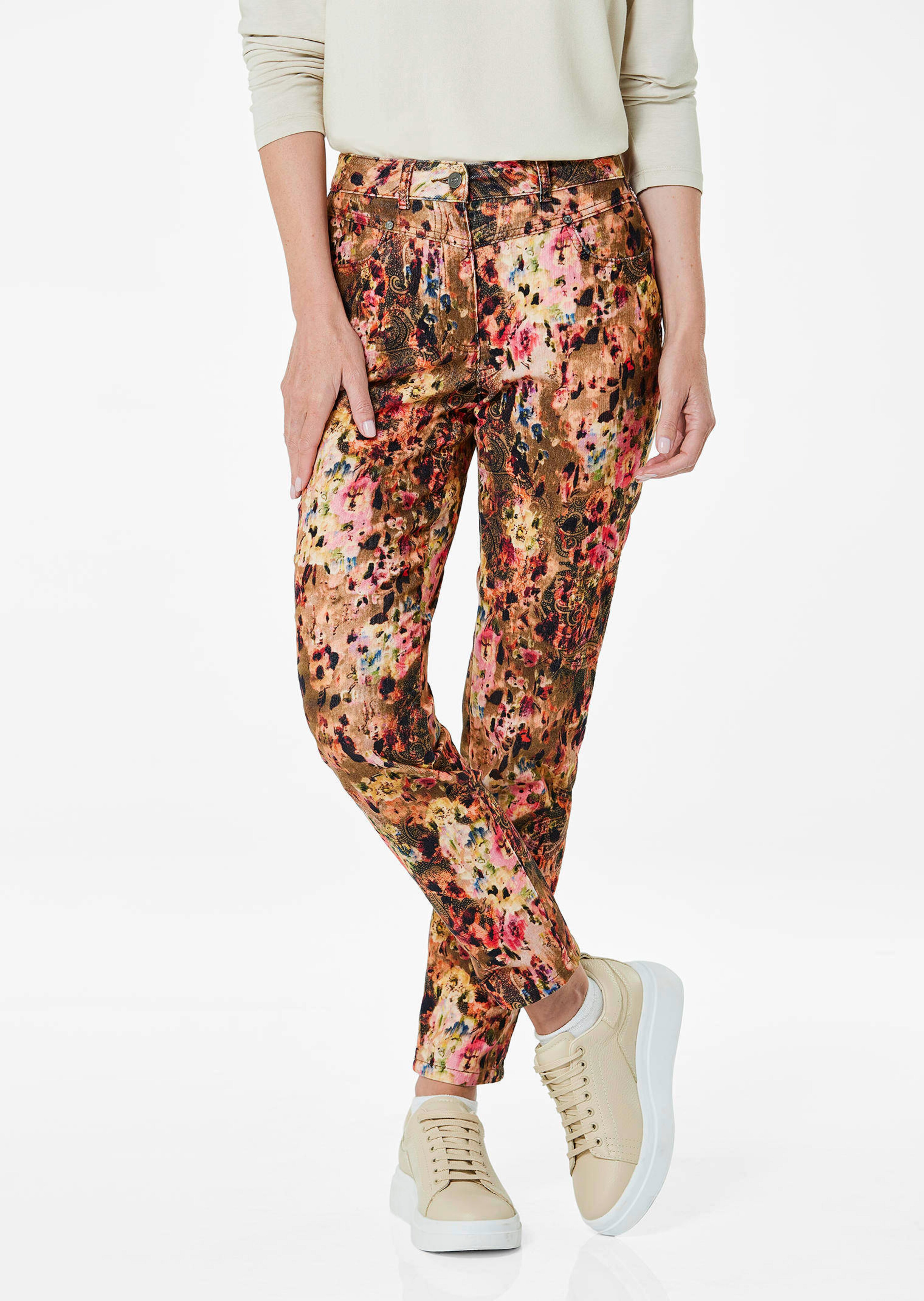 Fluwelen broek met all-over print thumbnail 1