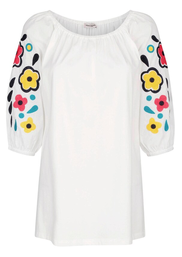 Carmenbluse mit floraler Stickerei am Ärmel 2