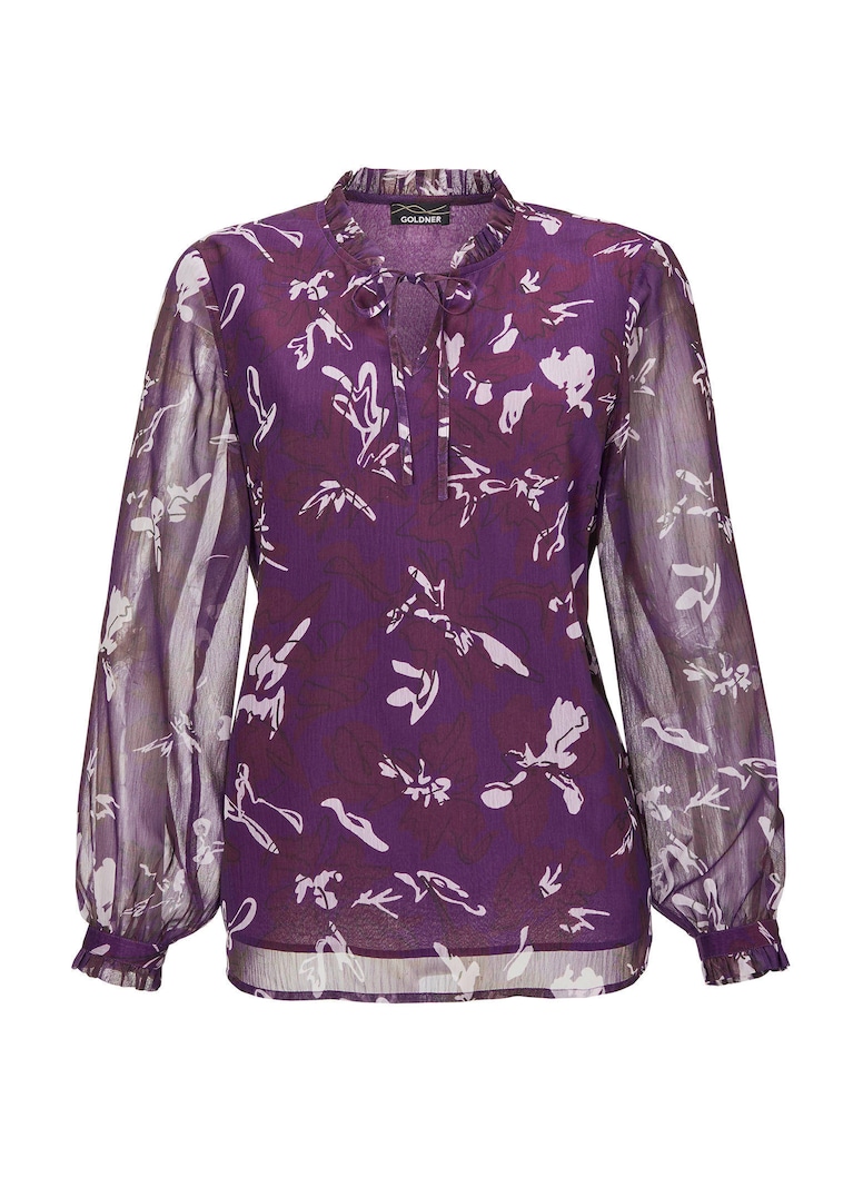 Chiffon blouse met elastische manchetten