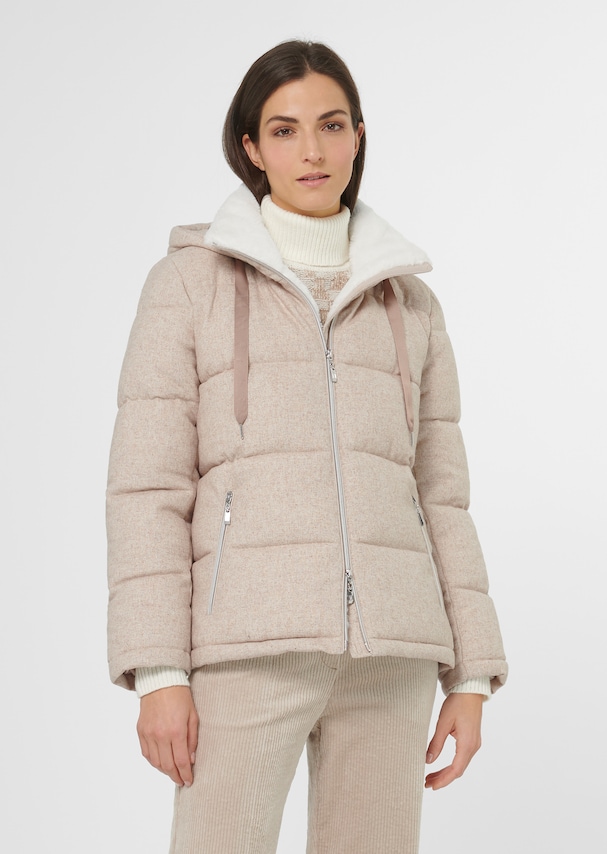 Warmly padded quilted jacket with function in platinum / melange