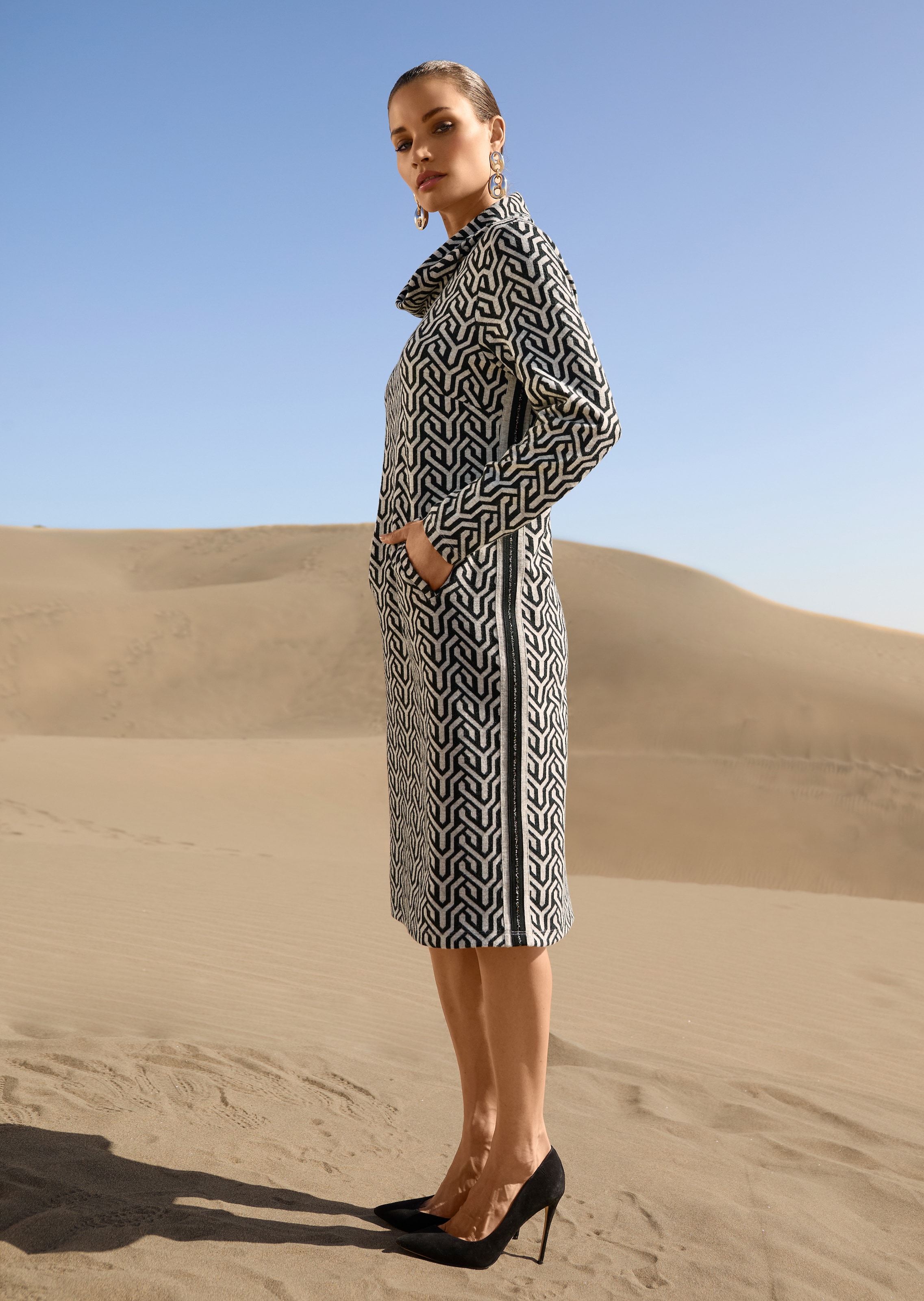 H-lijn jurk met grafische print