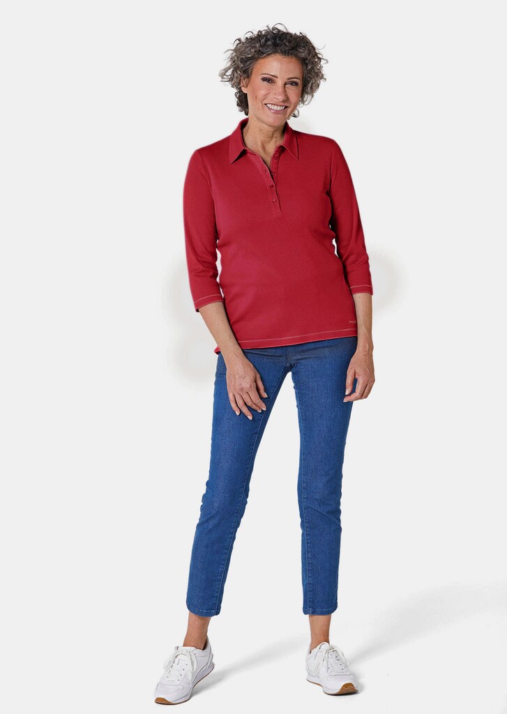 Basic-Poloshirt mit Stickerei aus reiner Baumwolle