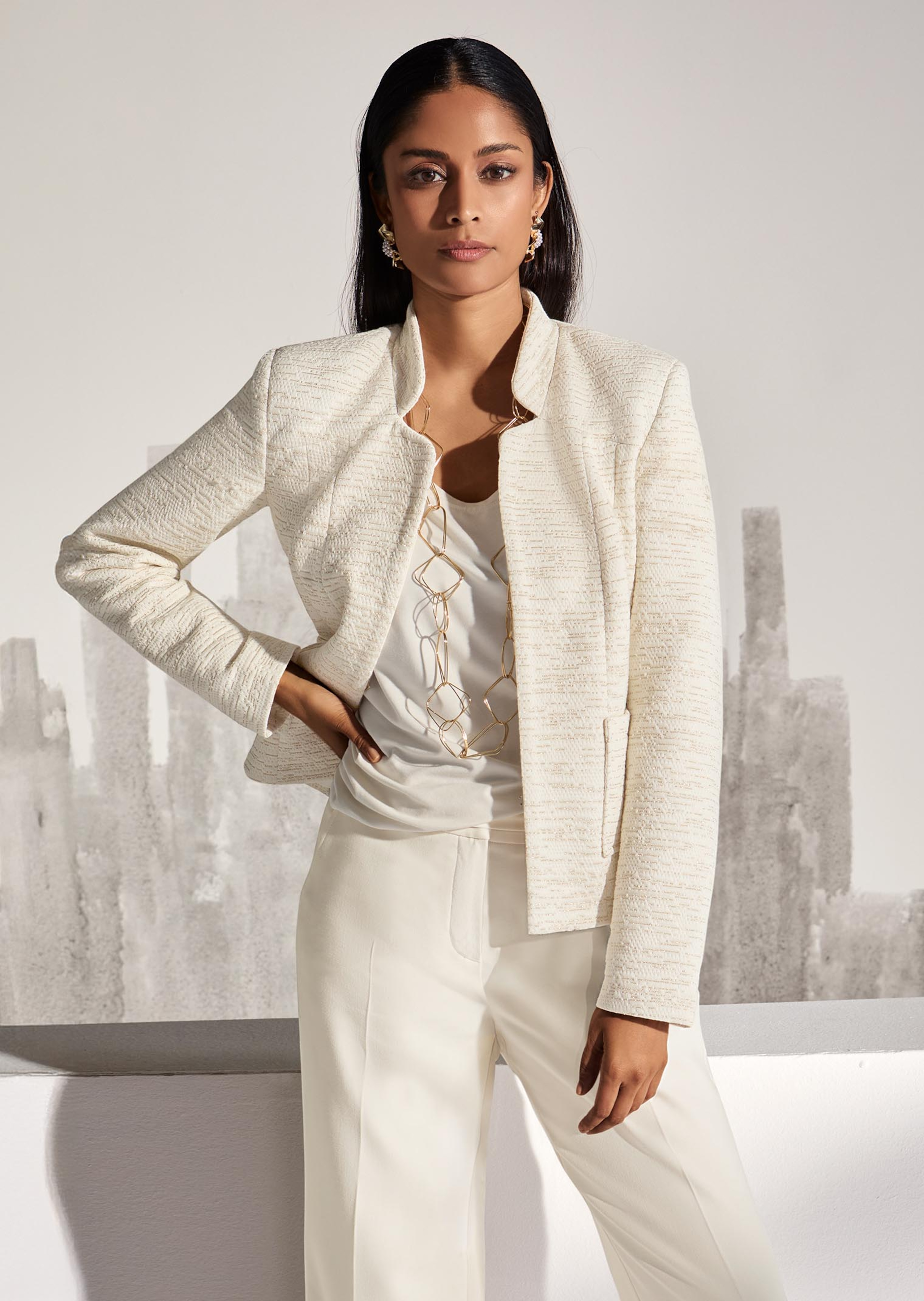 Jacquard-Blazer mit Stehkragen