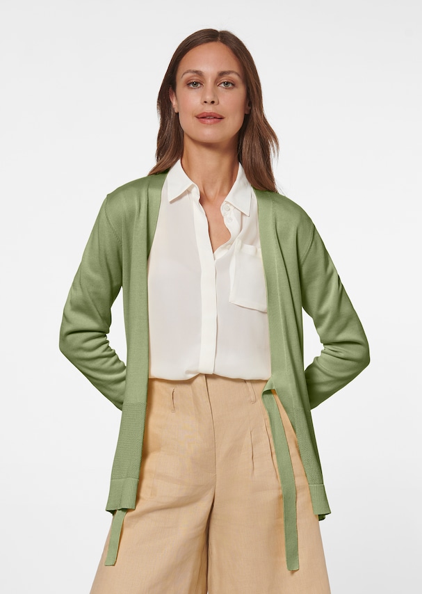 Strickjacke mit Taillen-Bindeband