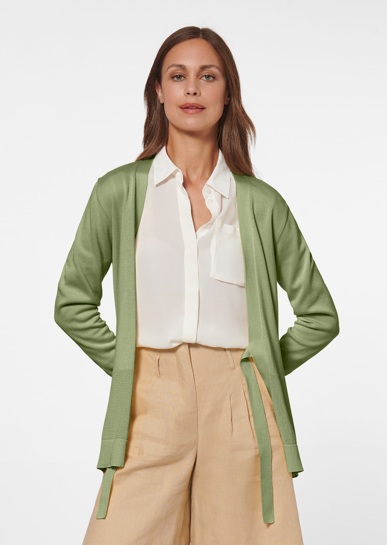 Strickjacke mit Taillen-Bindeband